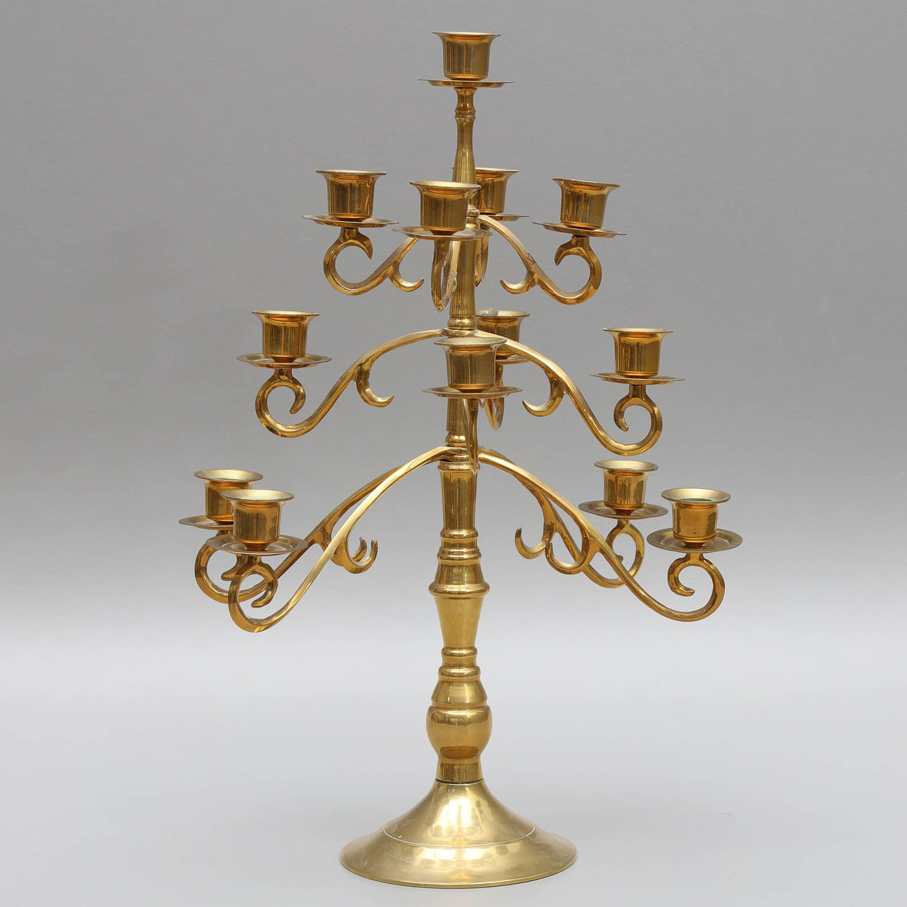 KANDELABER, messing, 13 lyspunkter, 20. årh.