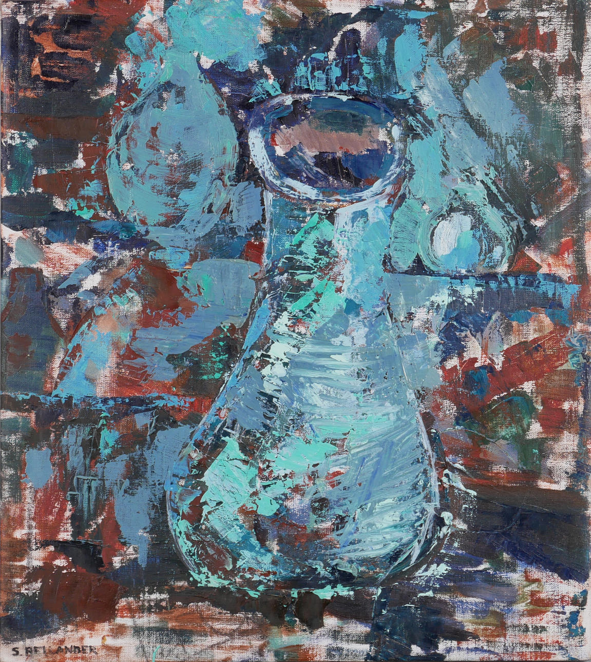 SOFIA BELLANDER. “Vase”, oil on canvas, signed Sofia Bellander.