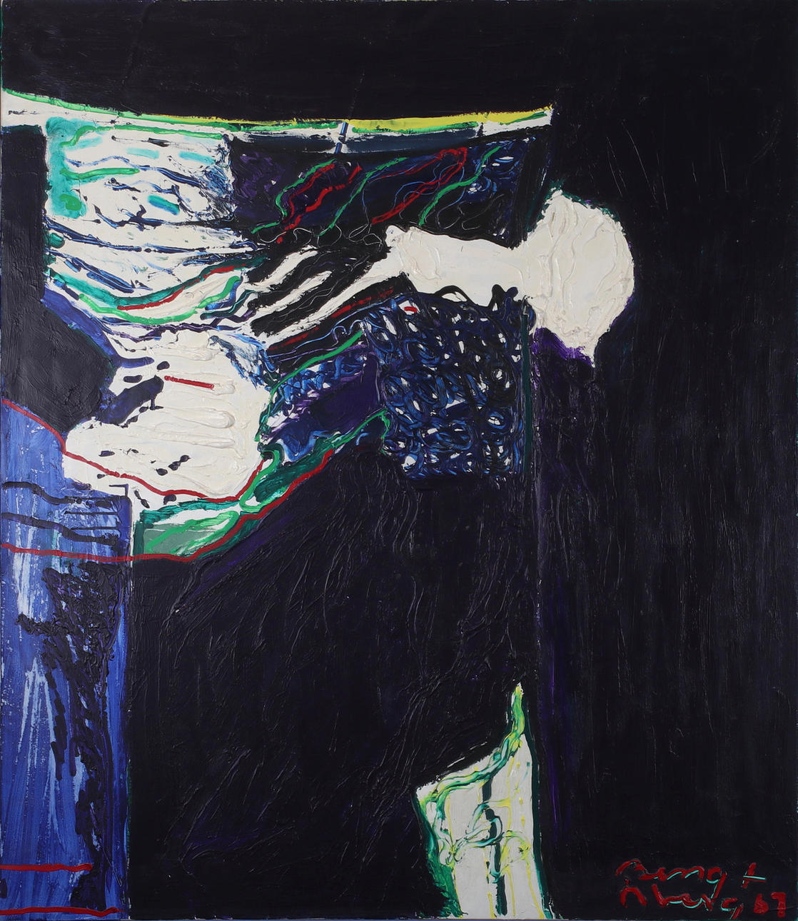 BENGT ÅBERG. Composition, oil on canvas, signed and dated 1967.