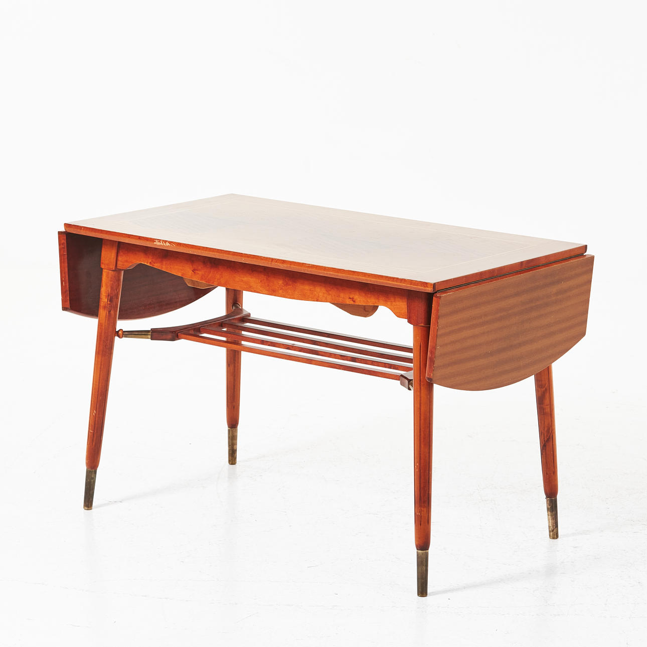 COFFEE TABLE, with flaps, 1950/60s, brass details.