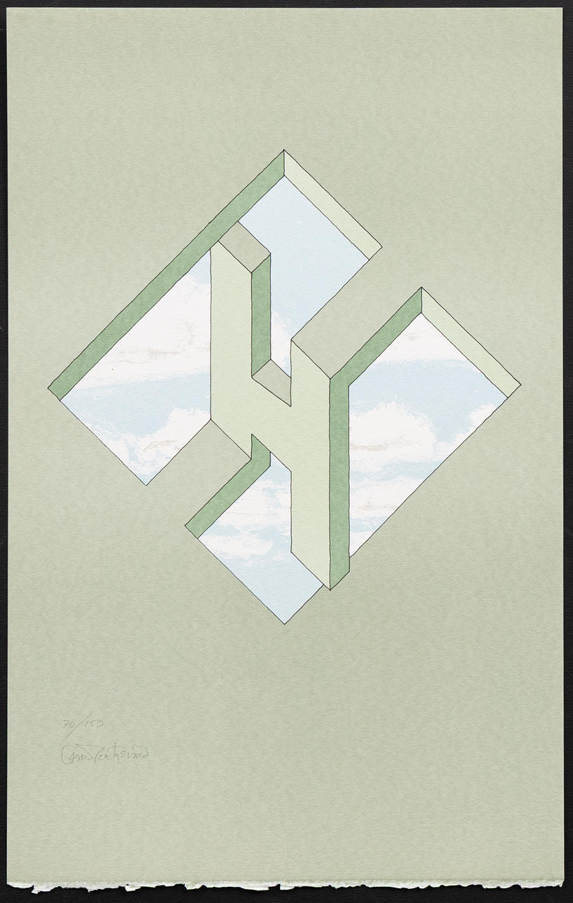 OSCAR REUTERSVÄRD. Impossible figure, lithograph, signed and numbered.