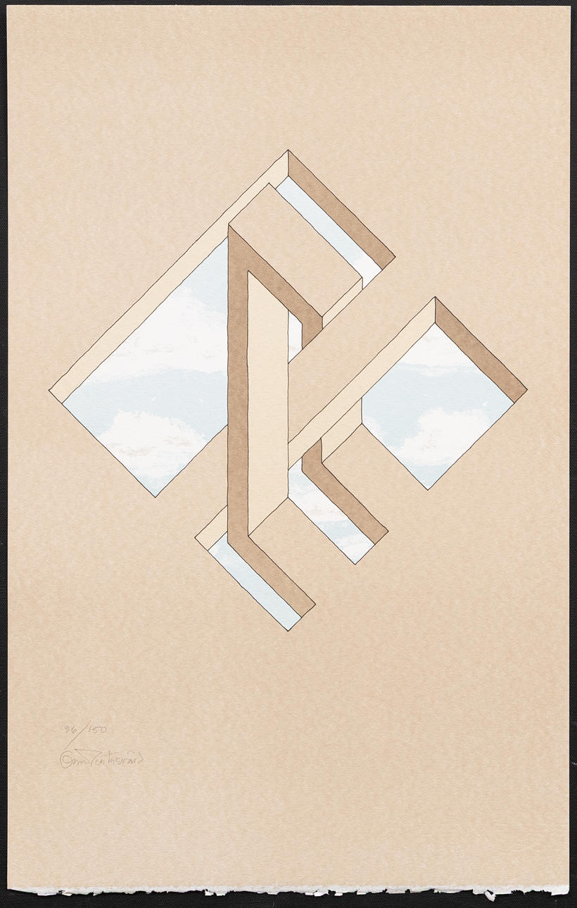 OSCAR REUTERSVÄRD. Impossible figure, lithograph, signed and numbered.