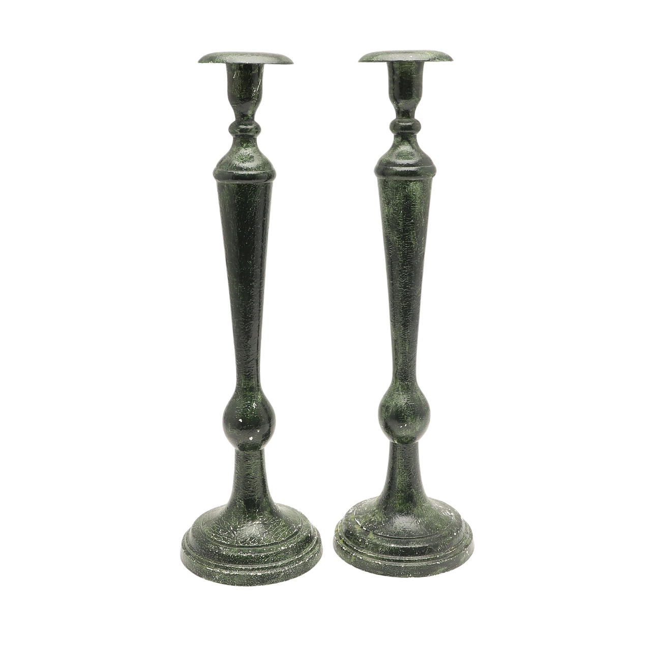 A PAIR OF TOLEWARE CANDLESTICKS.