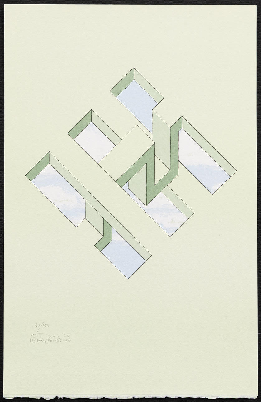 OSCAR REUTERSVÄRD. Impossible figure, lithograph, signed and numbered.