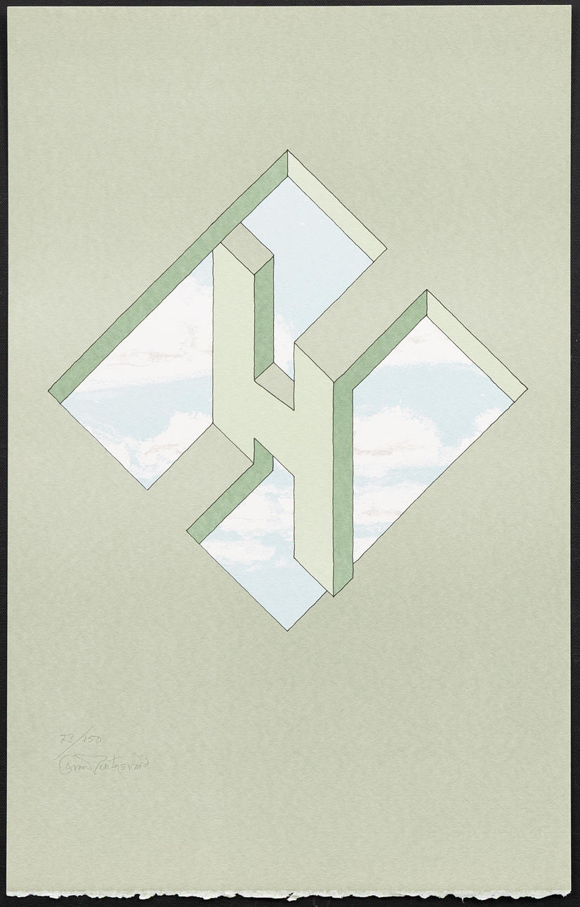 OSCAR REUTERSVÄRD. Impossible figure, lithograph, signed and numbered.