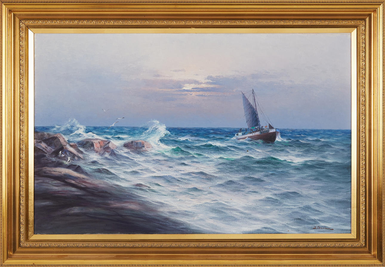 JOHAN OSSIAN-ANDERSSON. Ship motif, oil on canvas, signed J Ossian.