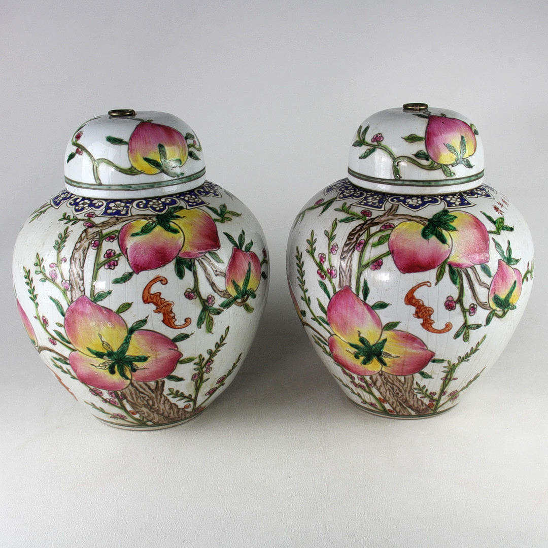 LARGE CHINESE JARS AND LIDS.