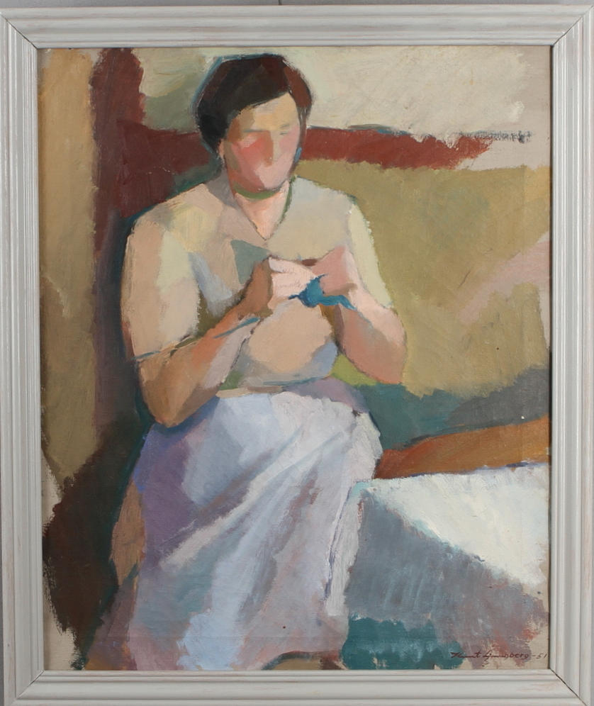 KNUT LJUNGBERG. Kvinnoporträtt, olja på duk, signerad och daterad -51.