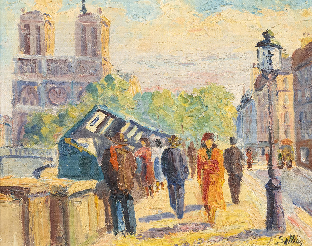 FREDE SALLING (1910-1989). Motif from Seine Paris, oil on canvas, signed F Salling.