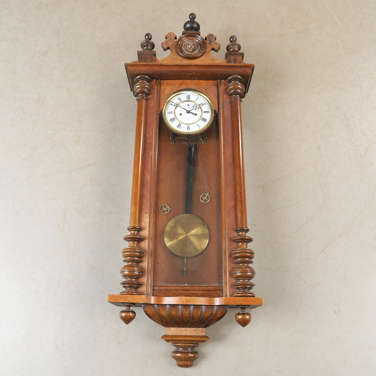 WALL CLOCK, mahogany, Neo-Renaissance, Gustav Becker.