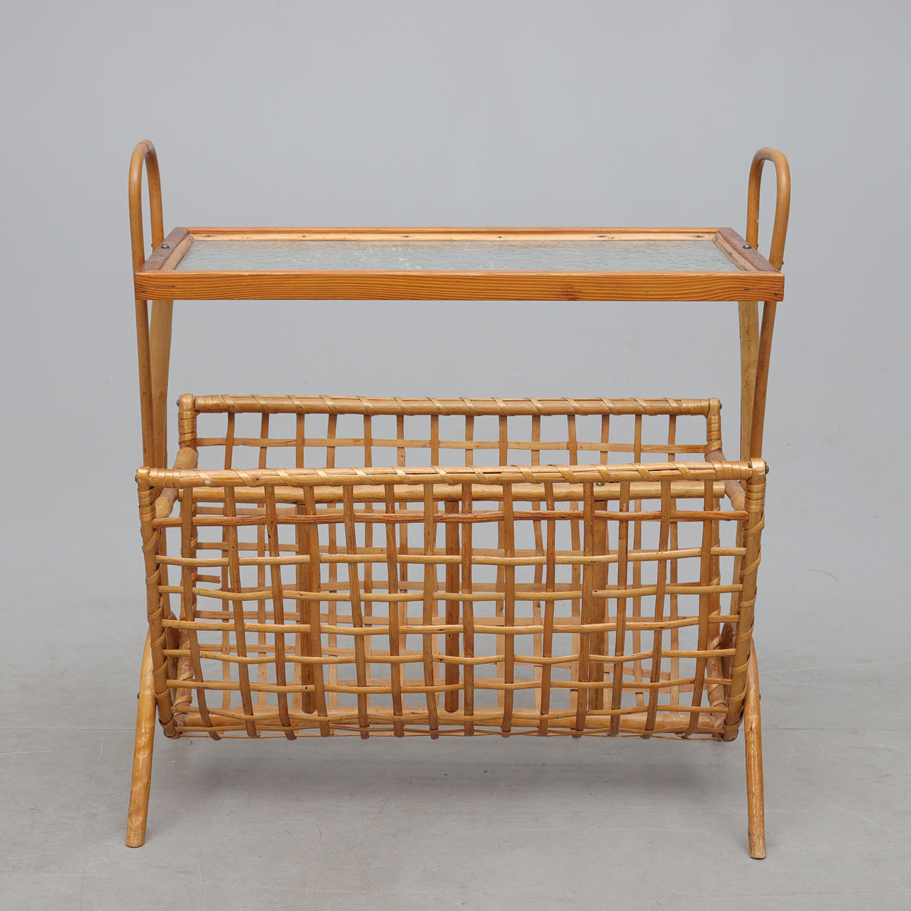 LEHTITELINE, bambu/rottinki & lasi, 1900-luvun puoliväli.