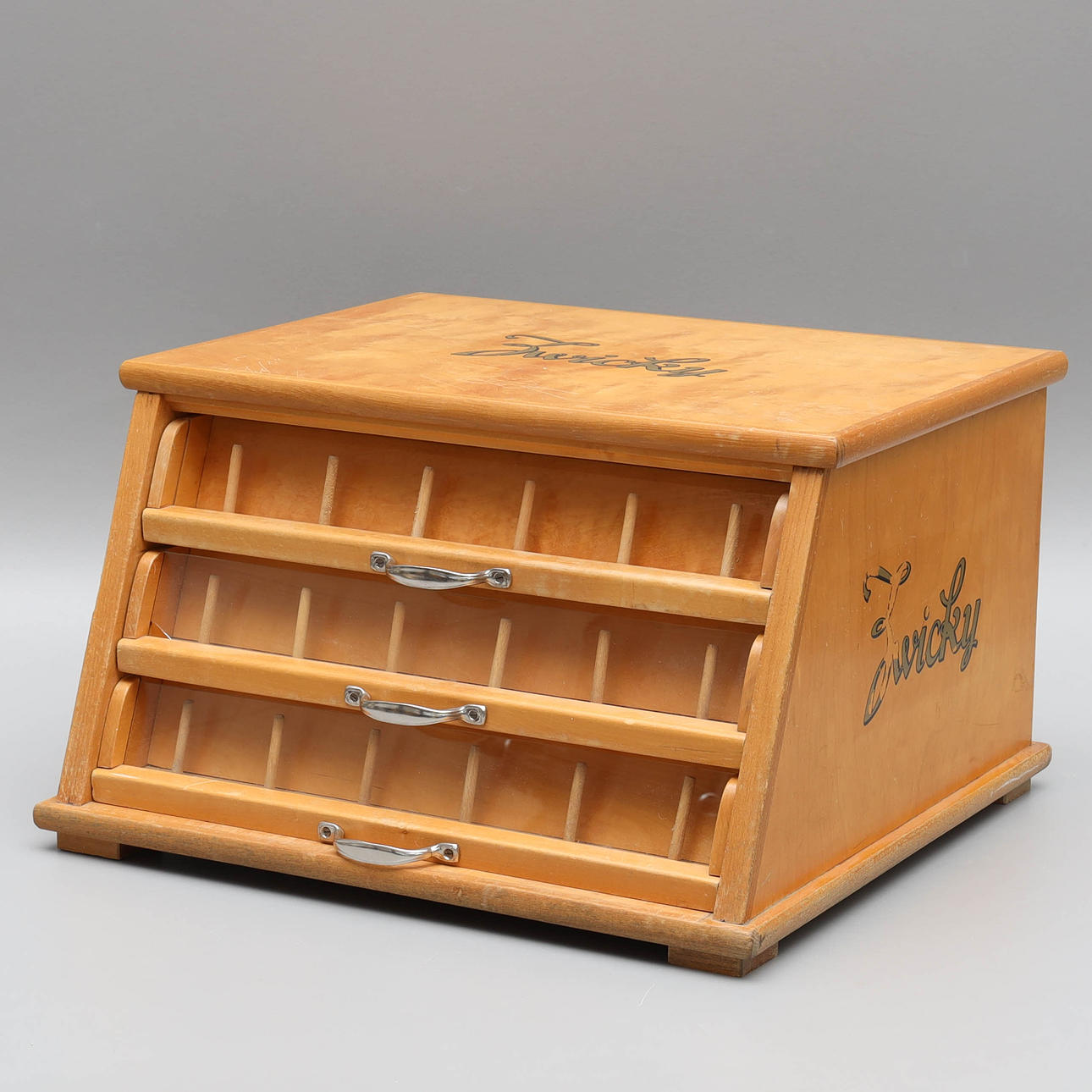 A mid 20th century Zwicky sewing thread stand.