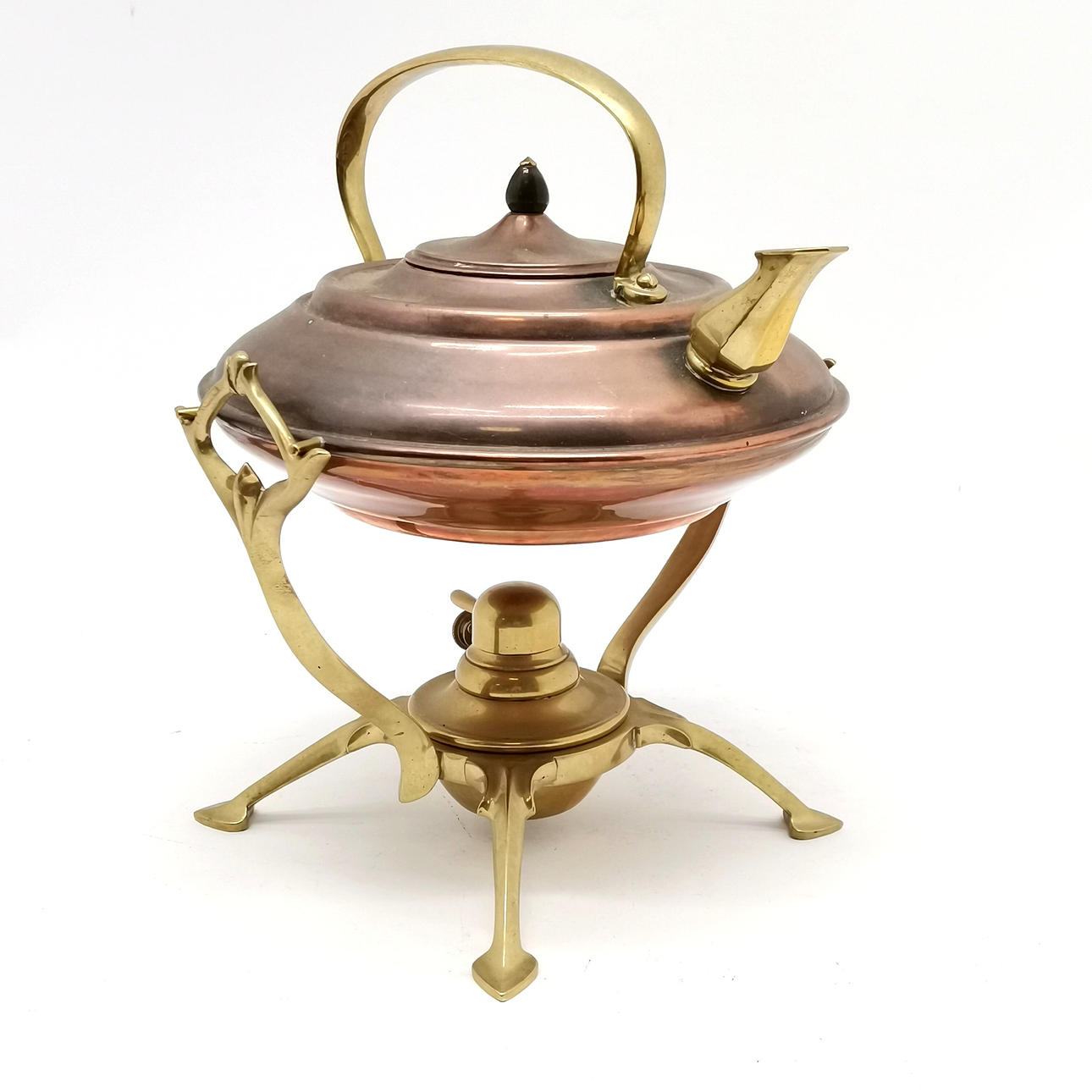 BENSON MARKED COPPER & BRASS SPIRIT KETTLE.