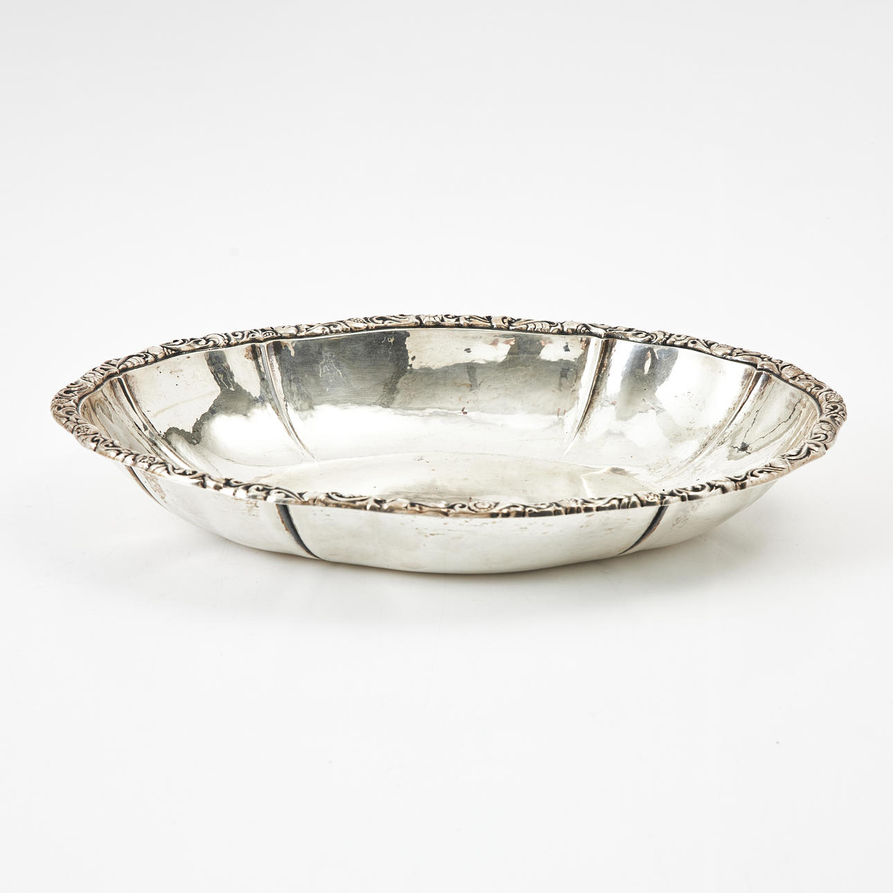 BREAD BASKET, silver, baroque style, Swedish import stamp.