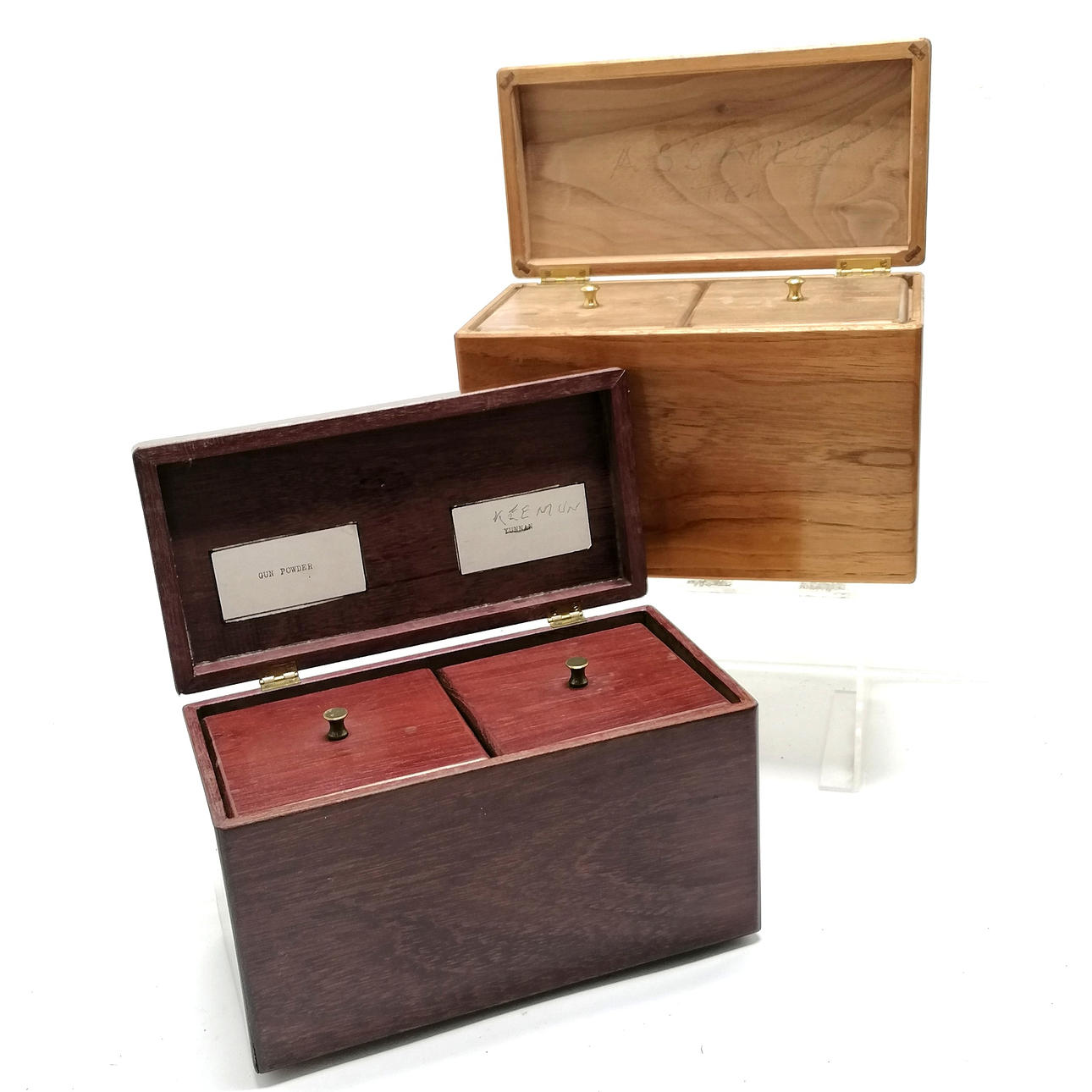 2 X CONTEMPORARY TEA CADDY BOXES.