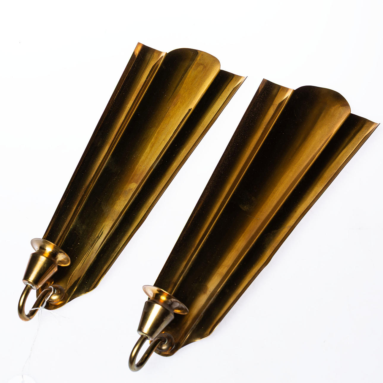 VÆGPLADER, et par, messing, art deco stil.