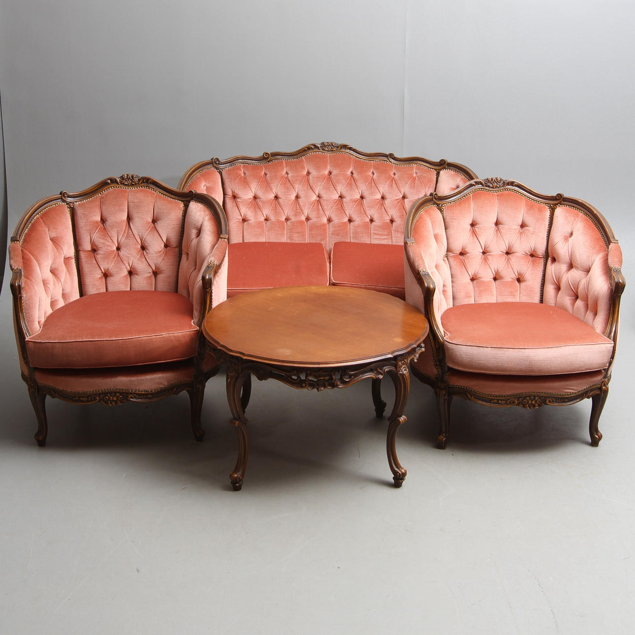 SALONGSGRUPP, 4 delar, rokokostil, 1900-tal.