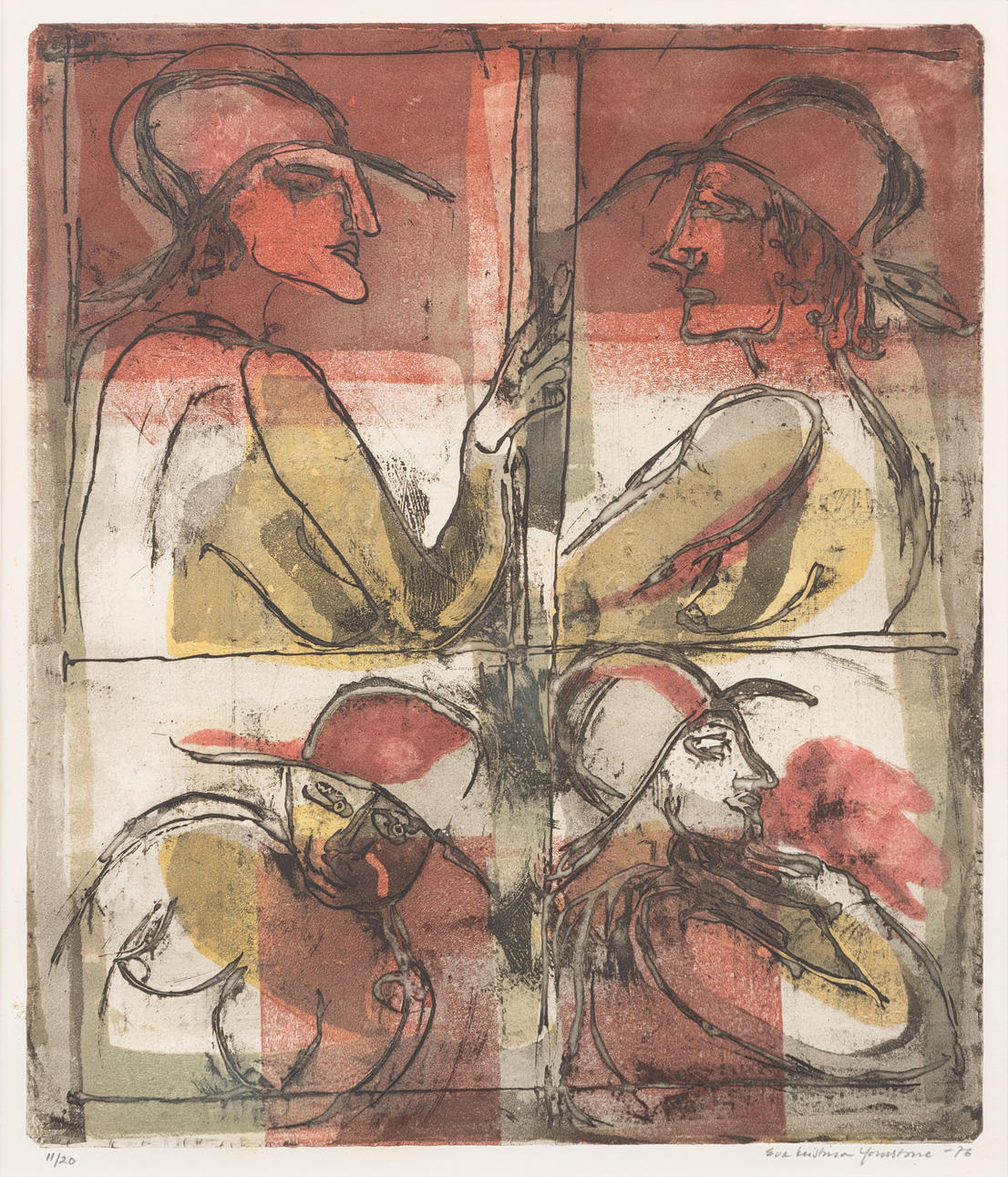 EVA KRISTINA YOURSTONE (FÖDD 1946). Figure composition, etching, signed and numbered.