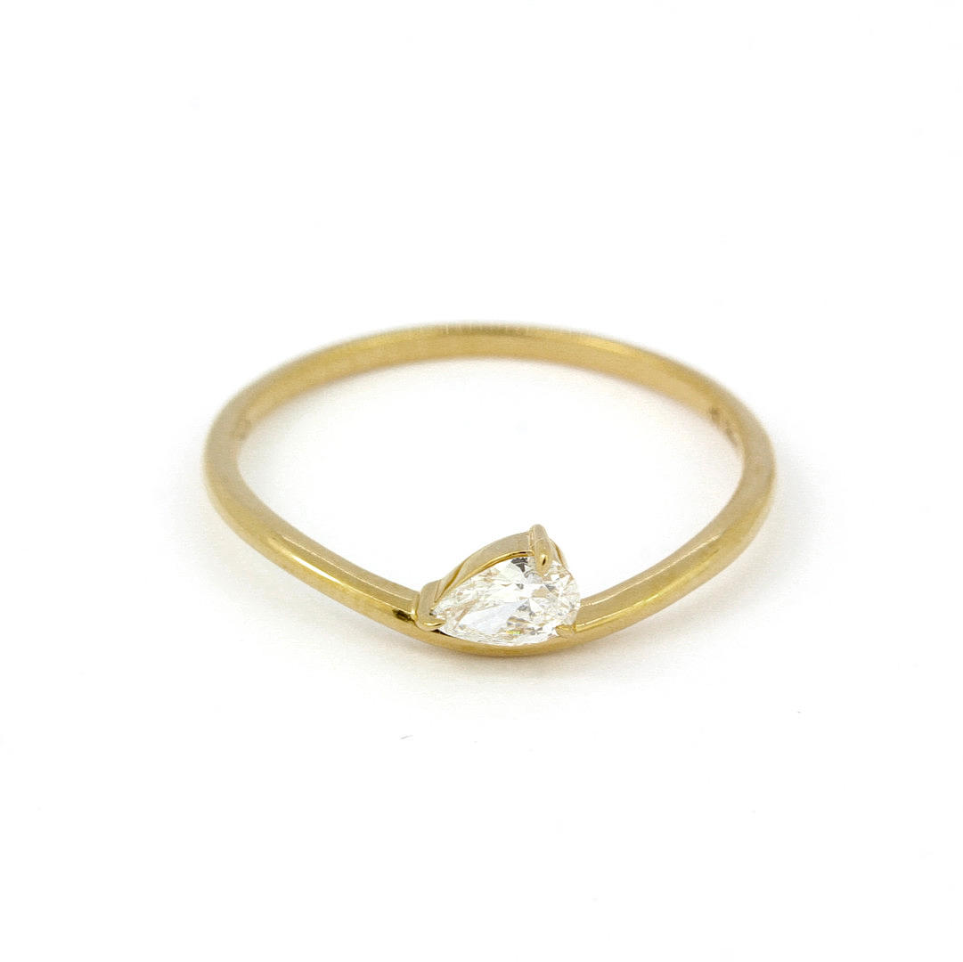 LAB GROWN PEAR CUT DIAMOND RING.