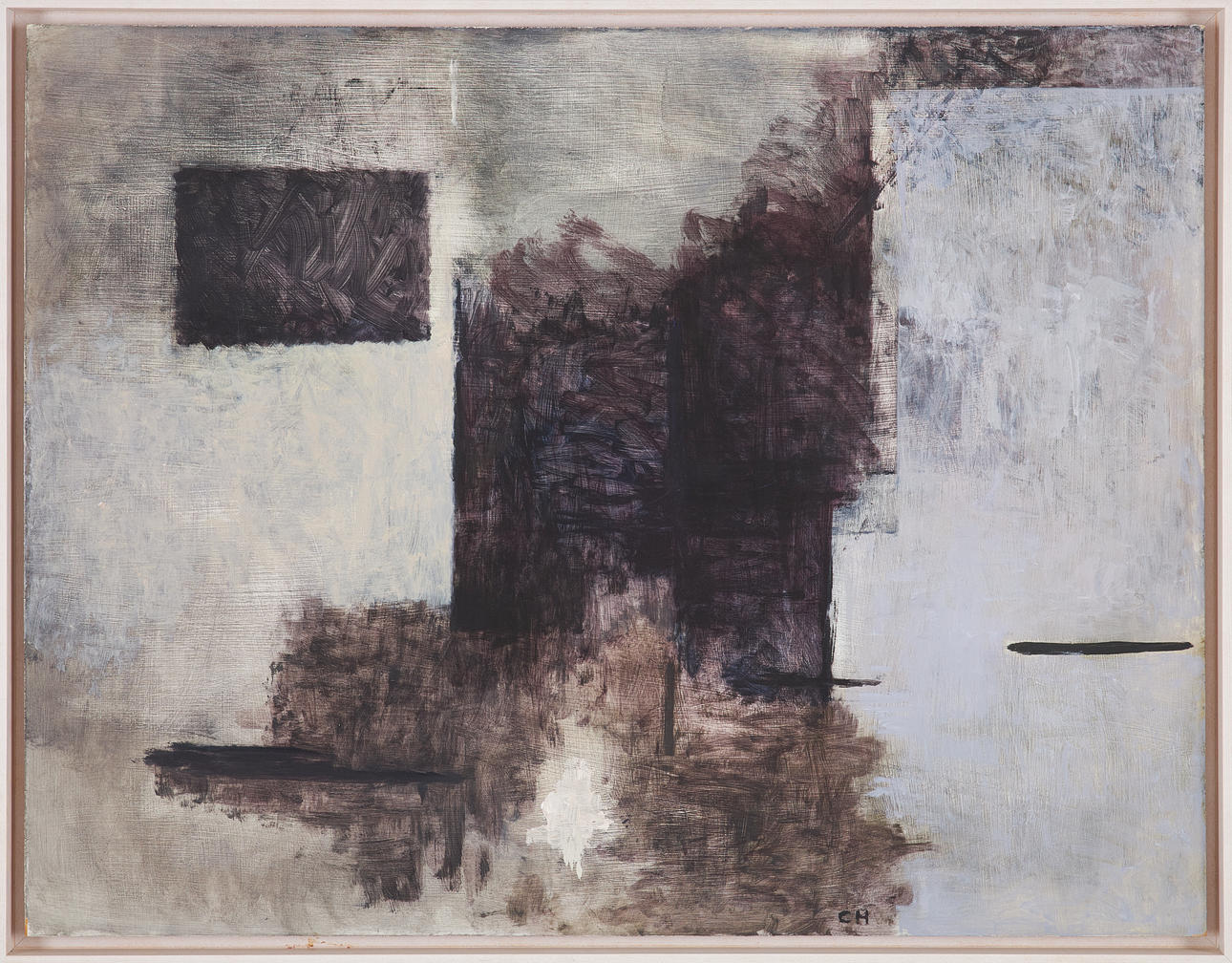 CHARLOTTE HELLSTADIUS. Abstract motif, oil on panel, monogram signed.