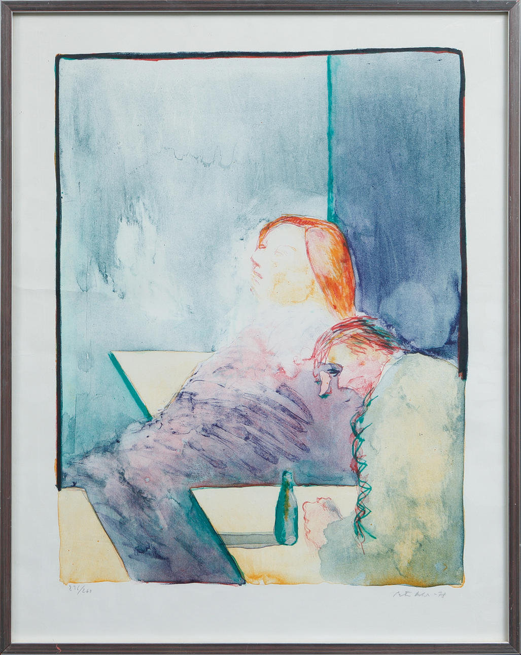 PETER DAHL. Figure scene, lithograph in colours, signed and numbered 236/260.