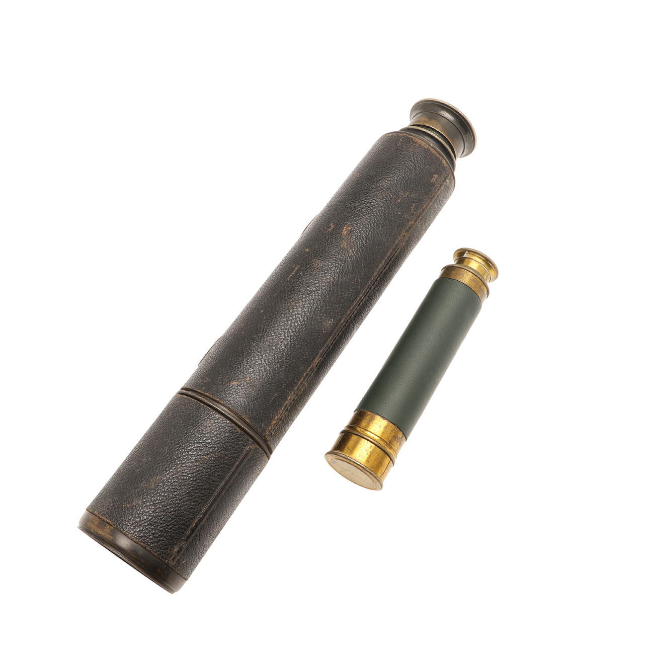 ANTIQUE TELESCOPE & ANOTHER SMALL TELESCOPE.