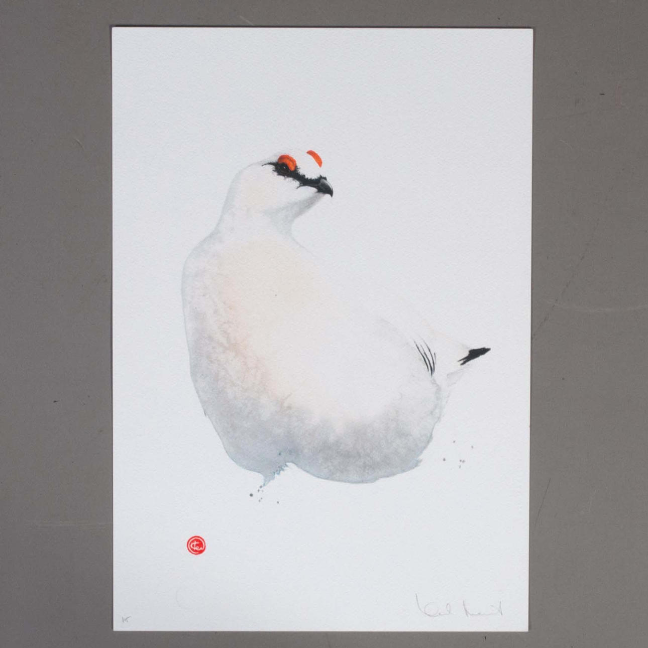 KARL MÅRTENS. Fjällripa, lithograph, signed sample print.