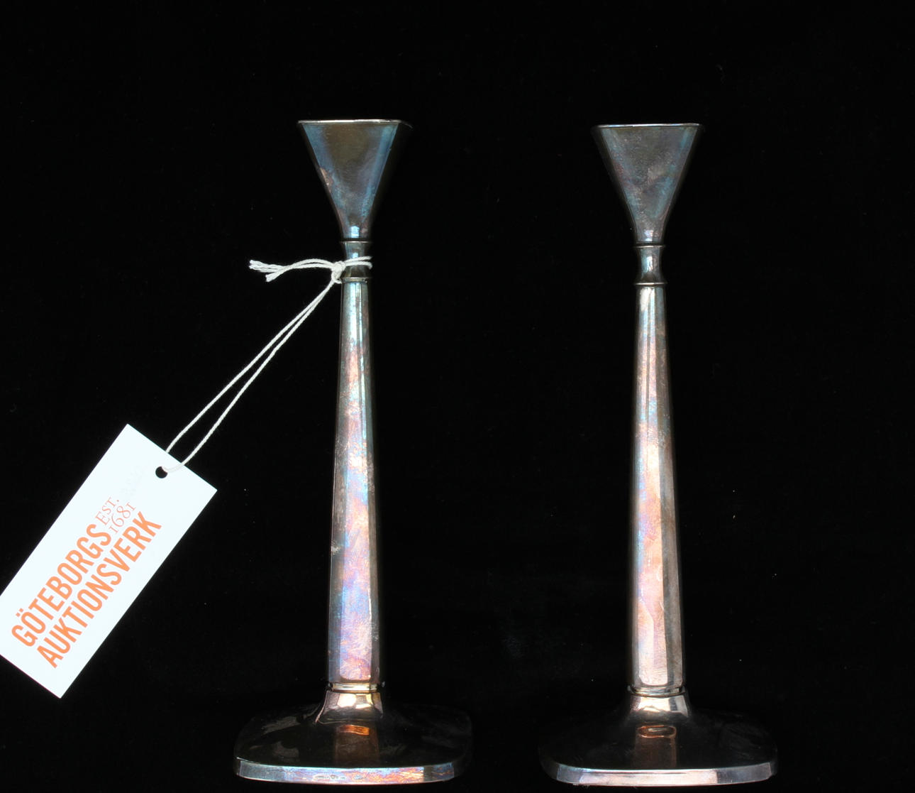 LJUSSTAKAR, 1 par, silver, Ceson, Tore Eldh, 1974.