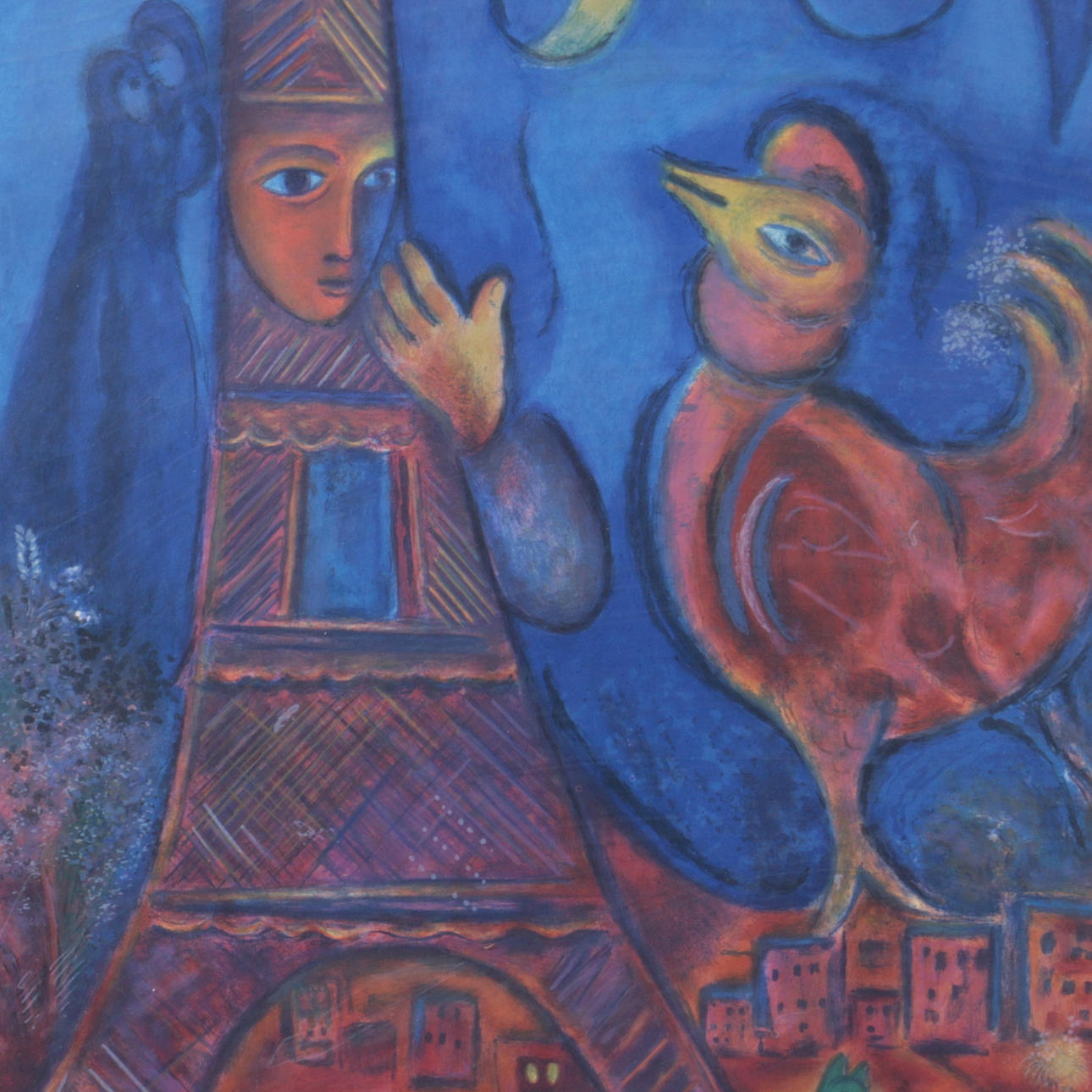 MARC CHAGALL. EFTER. Offsettlito, "Paris Bonjour", numrerad 4960/5000, 1900-tal.