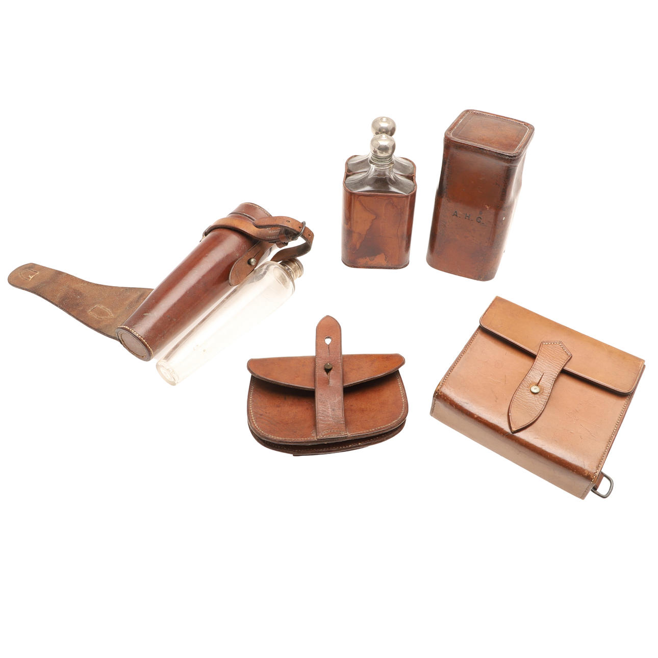 SILVERMONTERAD JAKTKOLV & ANDRA LÄDERVAROR.