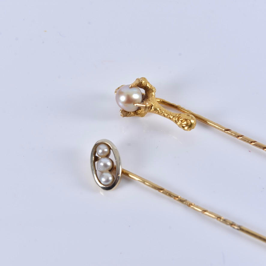 TIE PINS, 2 pcs, 18K.