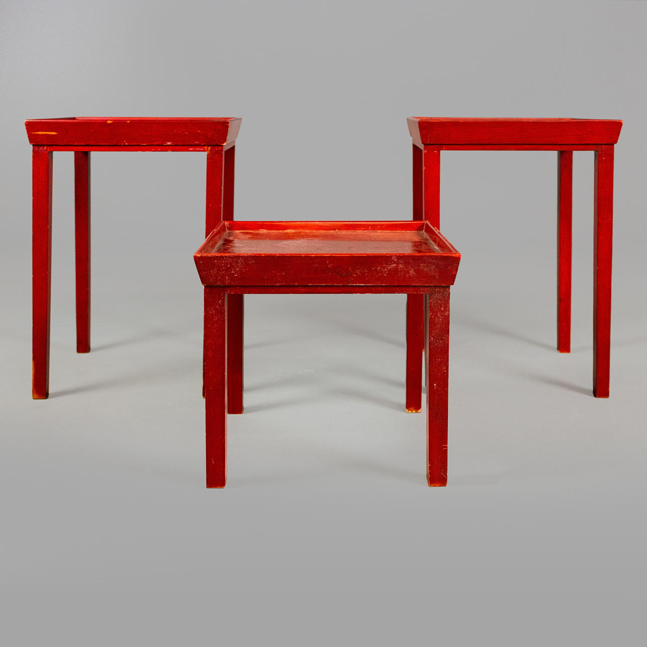 SIDE TABLES, A PAIR, AND ANOTHER SMALLER. (3).