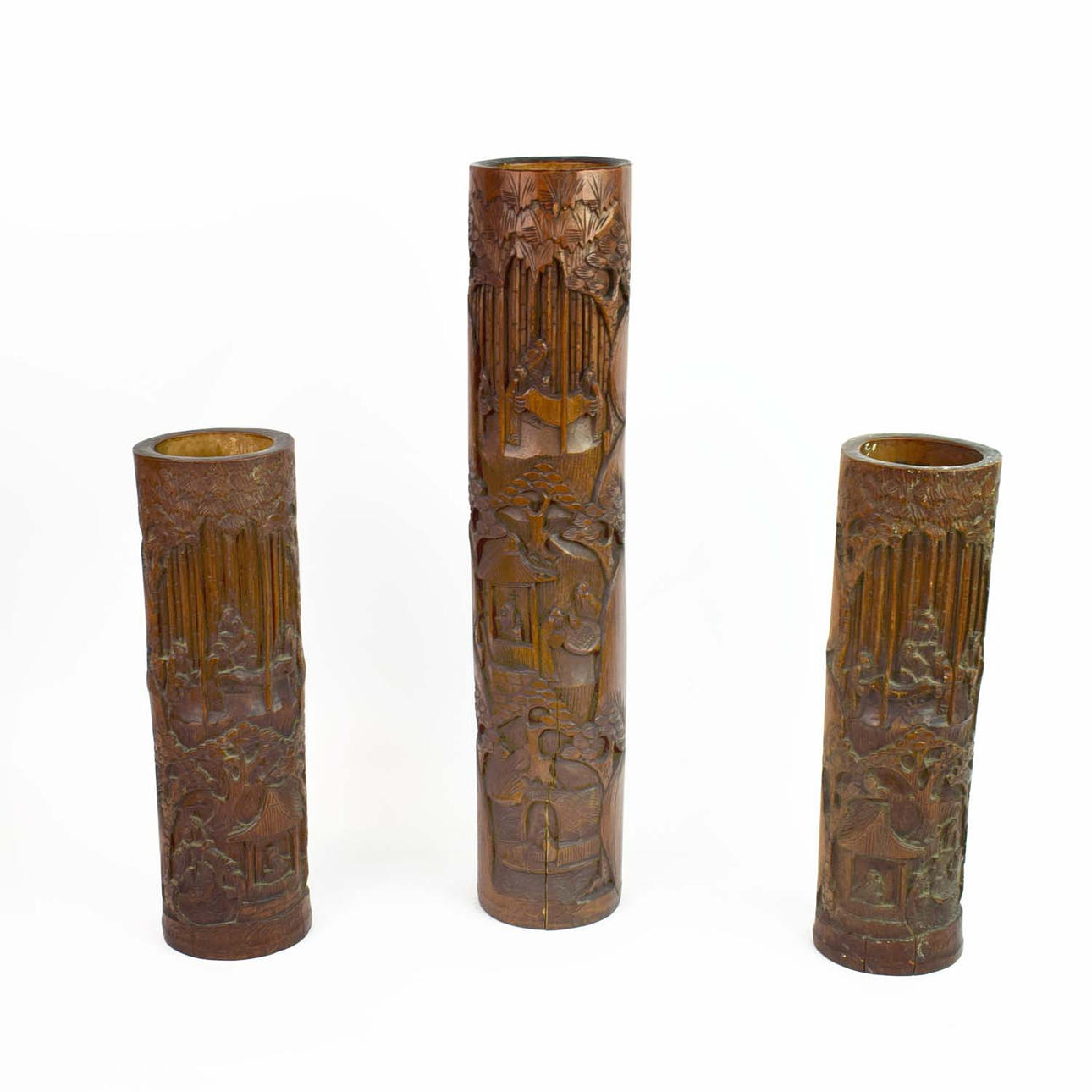 CHINESE BAMBOO BRUSH POTS (3).