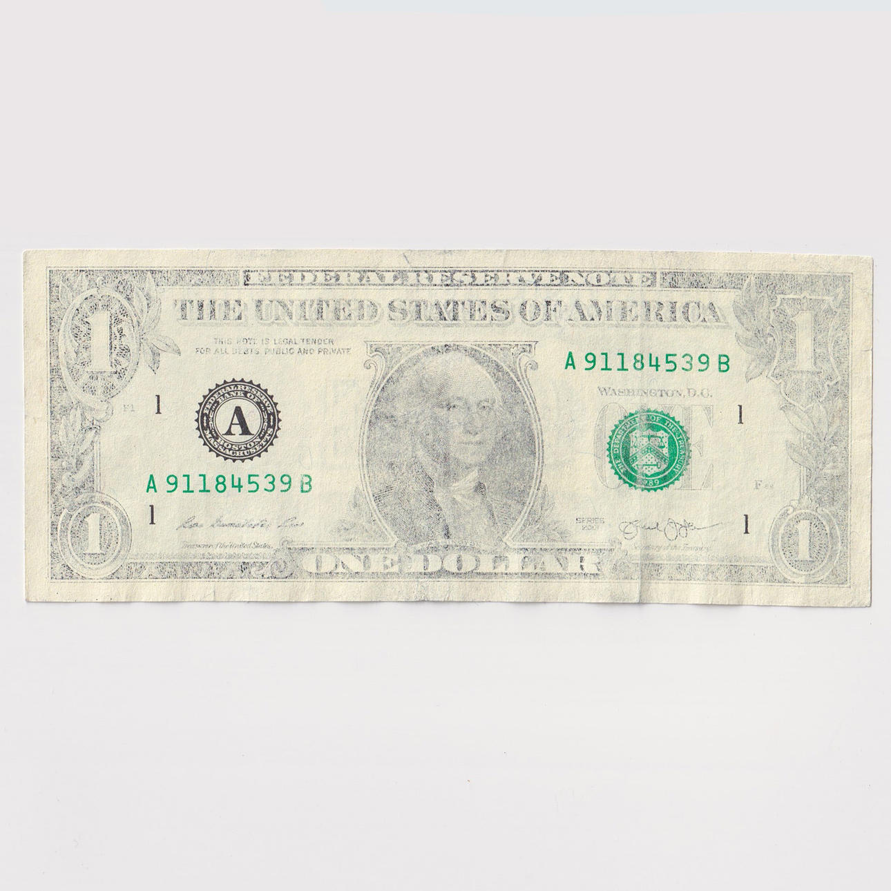 USA 1 DOLLAR ERROR NOTE, SERIES 2012/13.