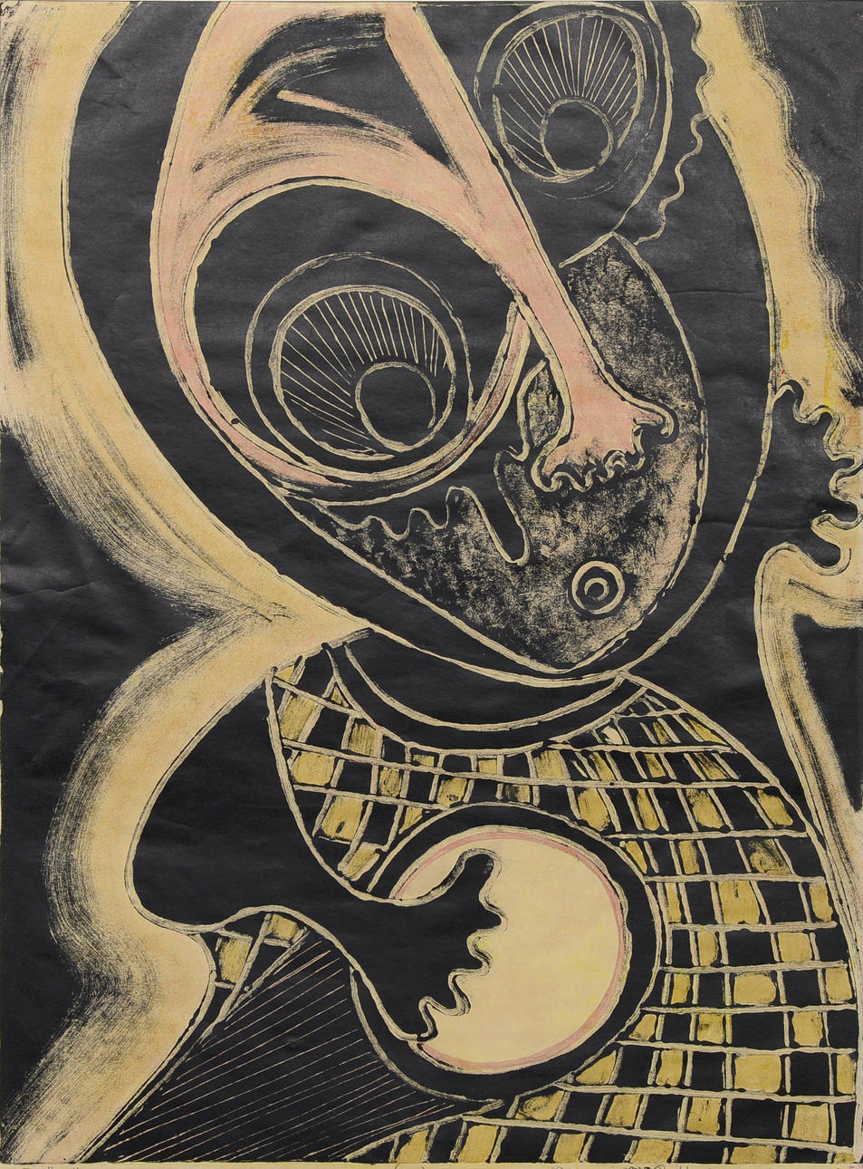 BAYO (LABAYO) OGUNDELE. “Sending me message”, monotype, signed, dated, Nigeria.