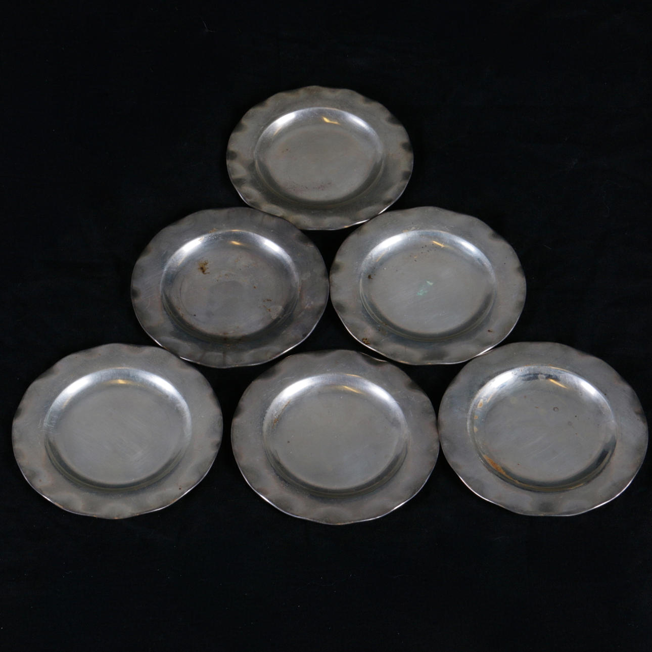 COASTERS, 6 st. Sterlingsilver, CG Hallberg, Stockholm, 1958, vikt ca 110 gram.