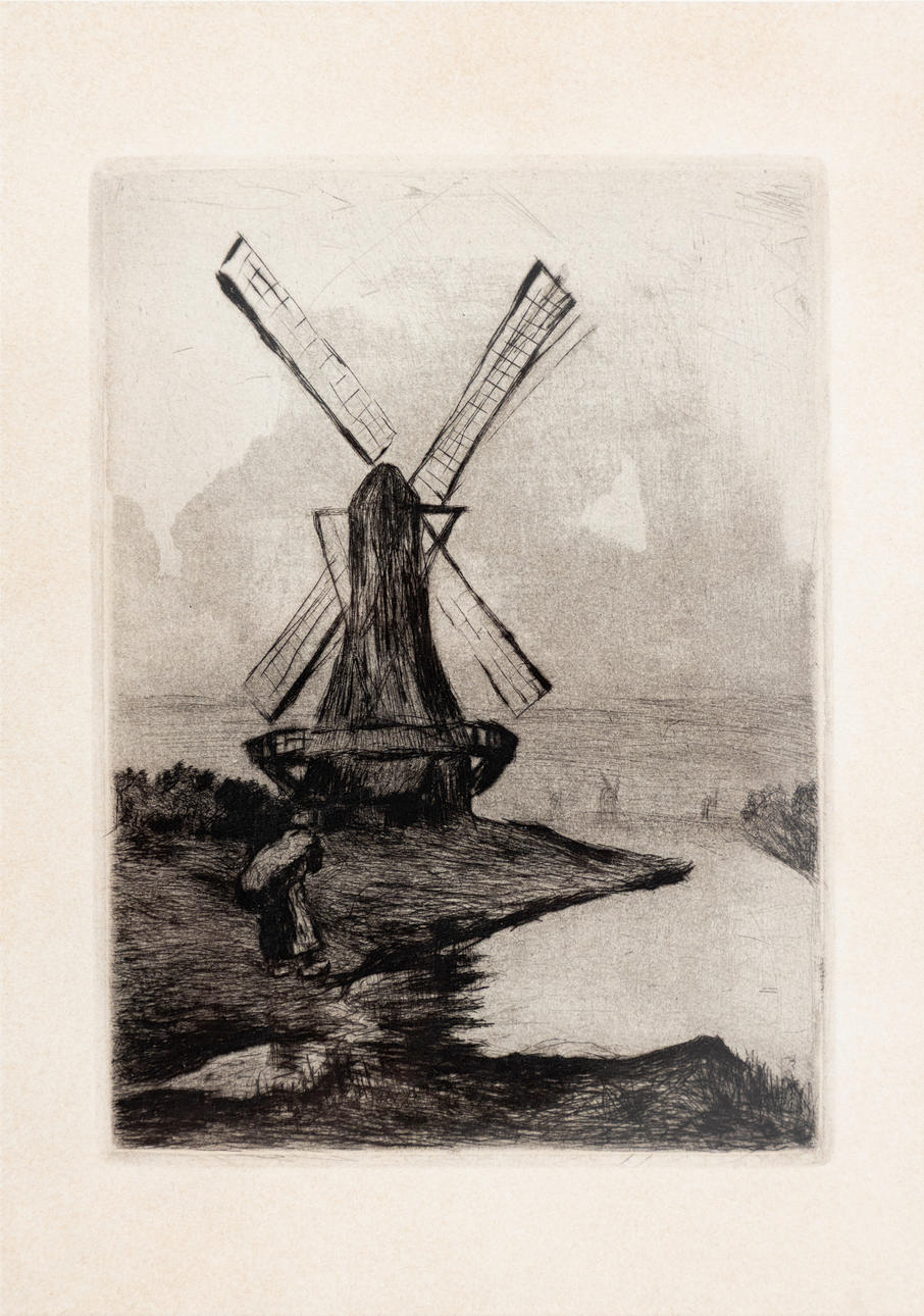 LESSER URY (1861-1931). Dutch windmill.