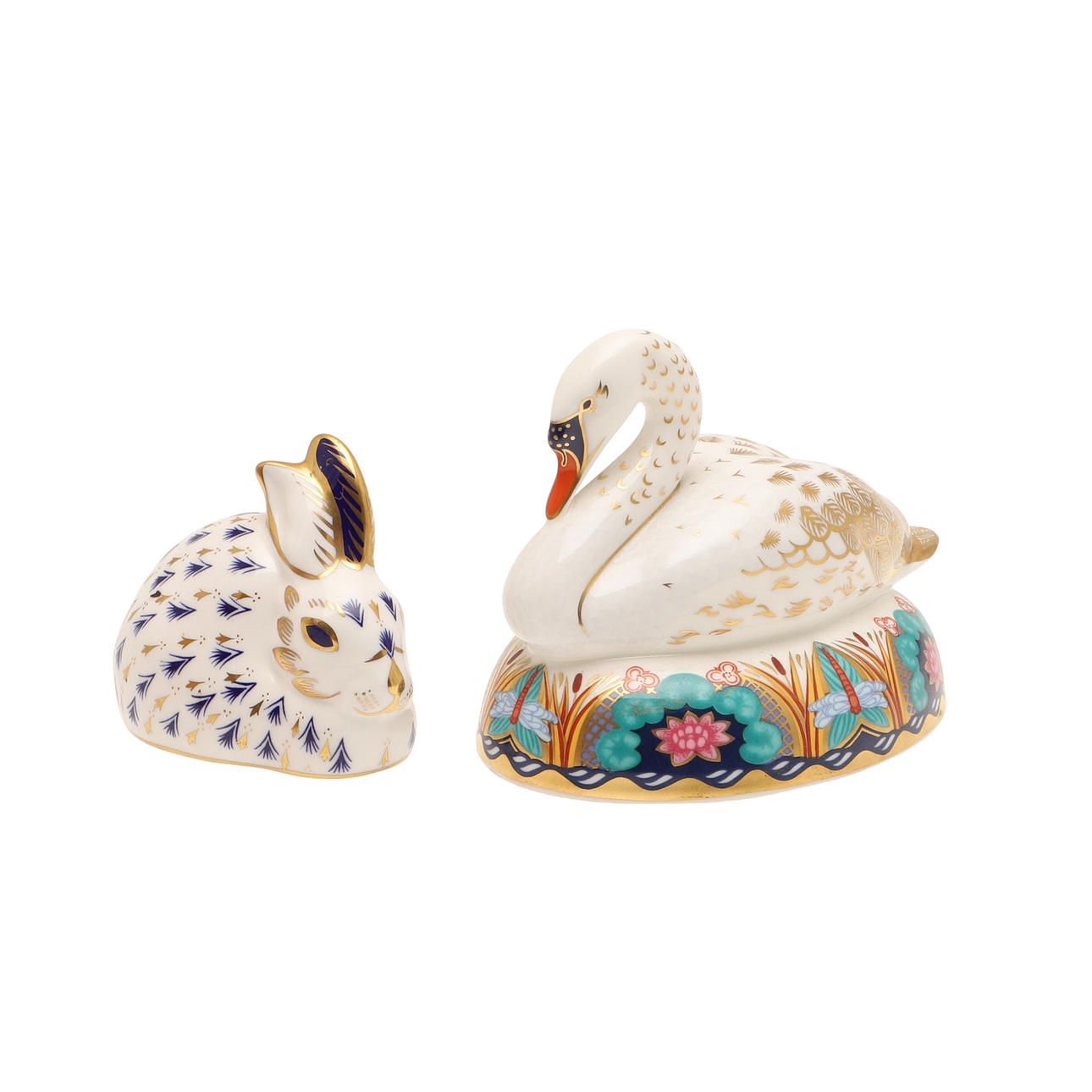 TWO ROYAL CROWN DERBY ANIMAL PAPERWEIGHTS.