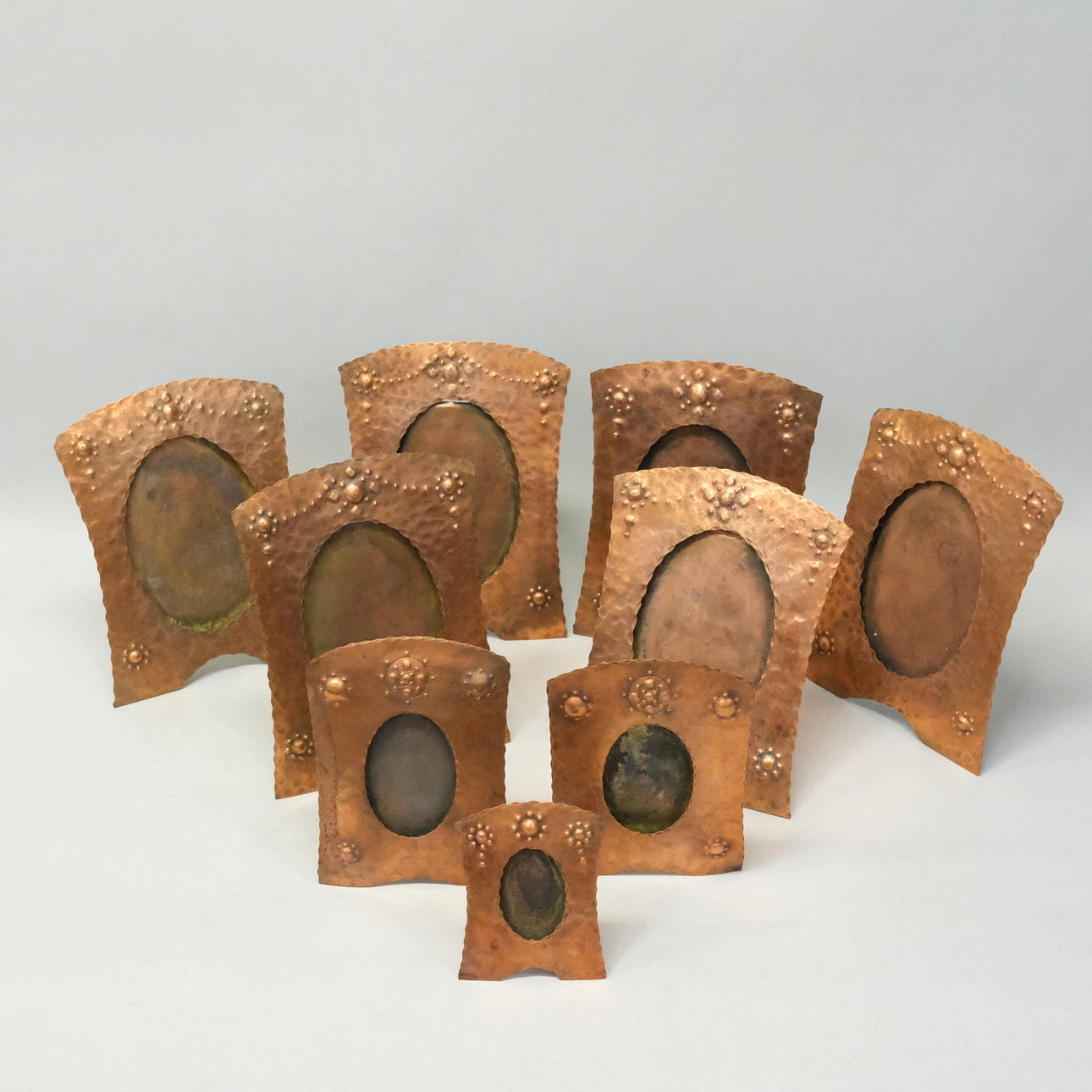 PHOTO FRAMES, COPPER, 9 PIECES.