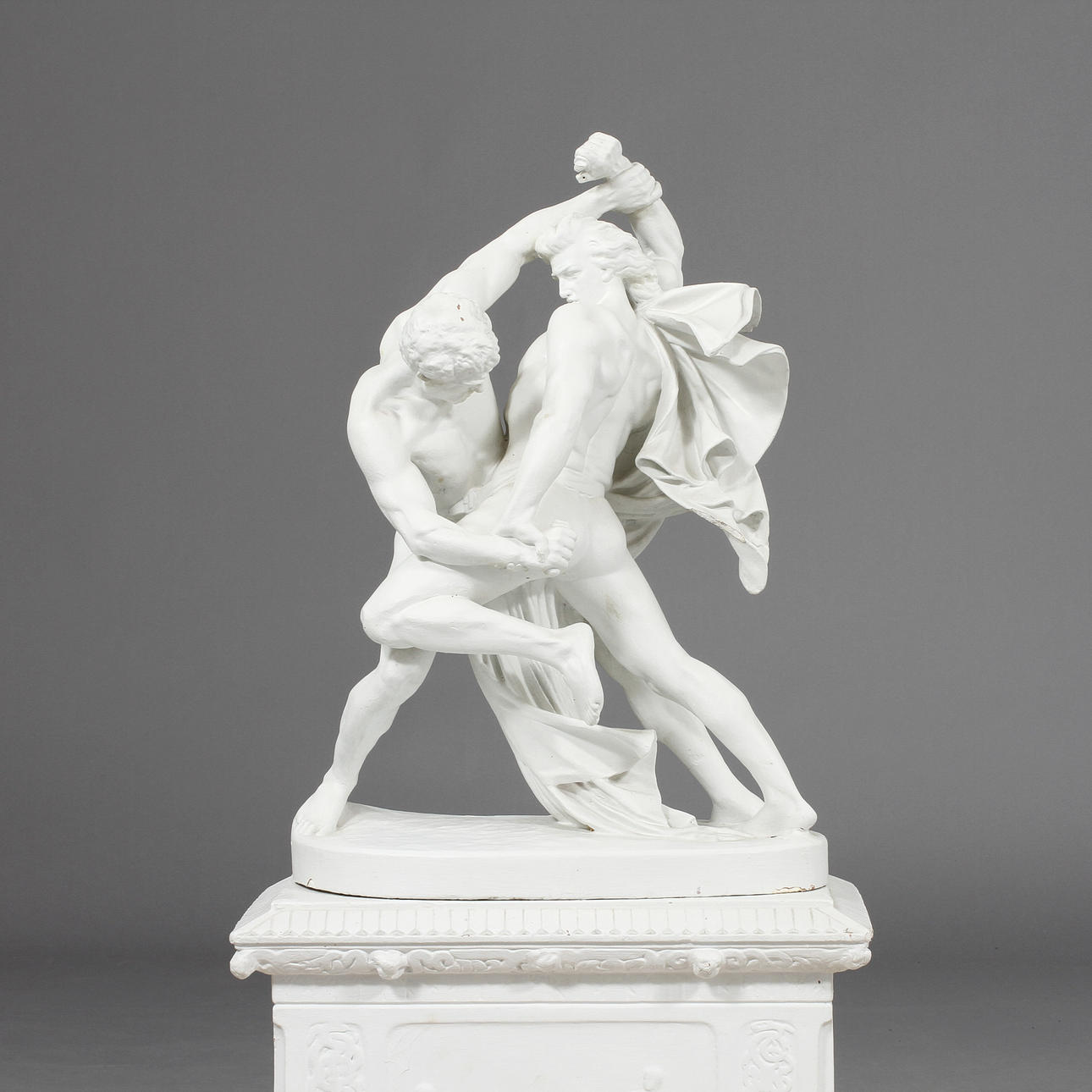 SKULPTUR, "Bältesspännaren", gips , 1900-tal.