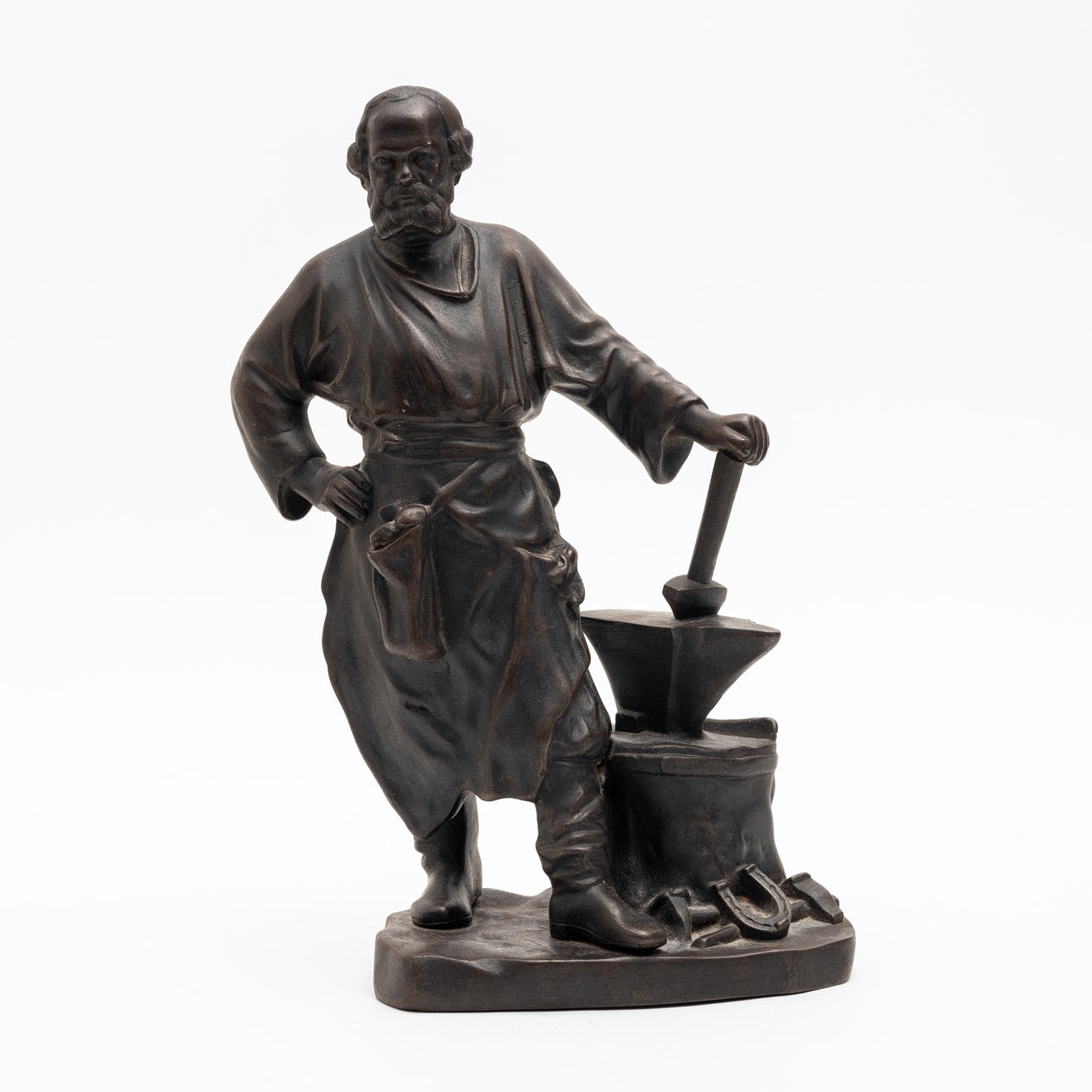 SCULPTURE, iron, Blacksmith, Ivan Checkneff, after model by Jacques Napoleon, (1804-1876), indistinct stamp, possibly Russia.