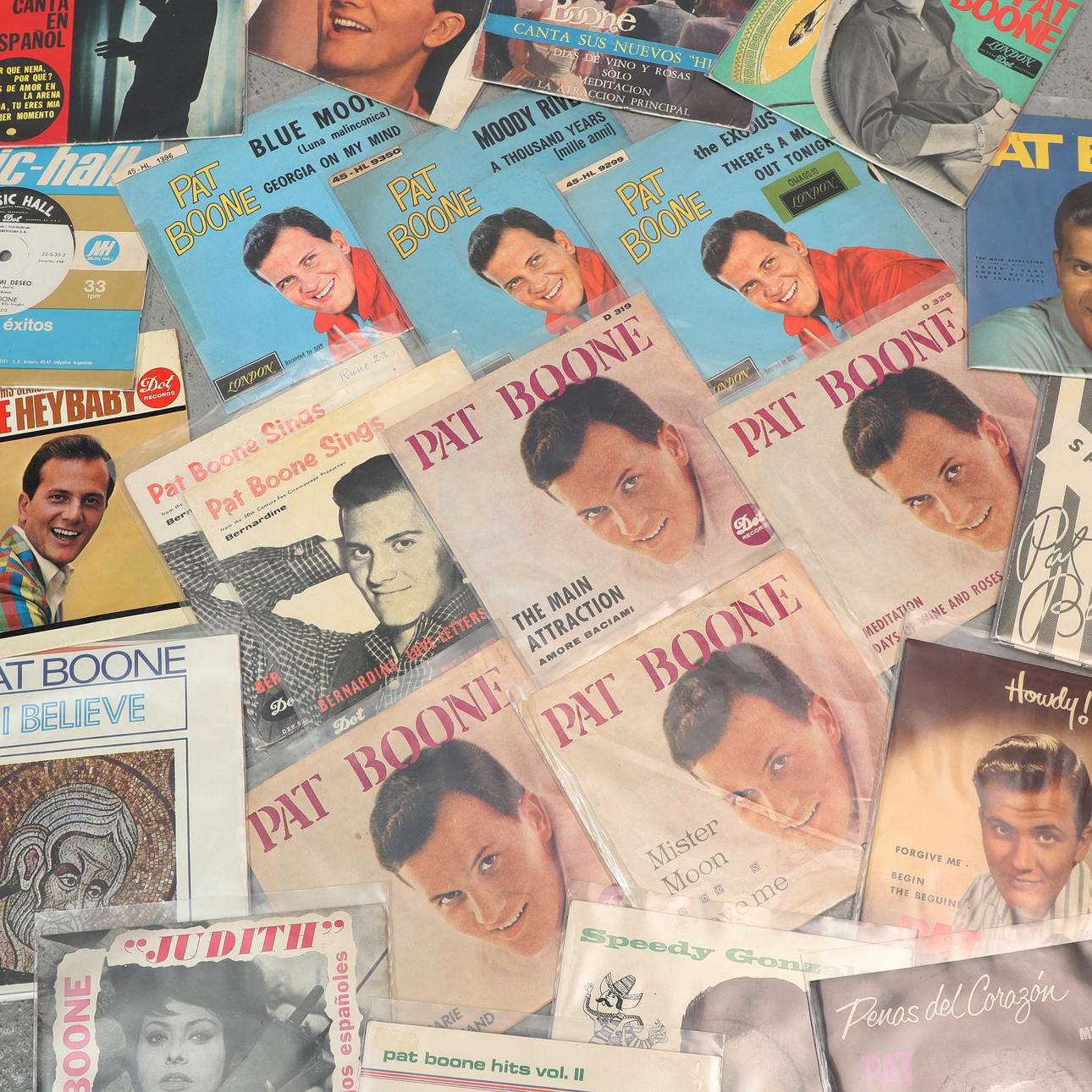 Vinyl records about 135 Pat Bone singles.