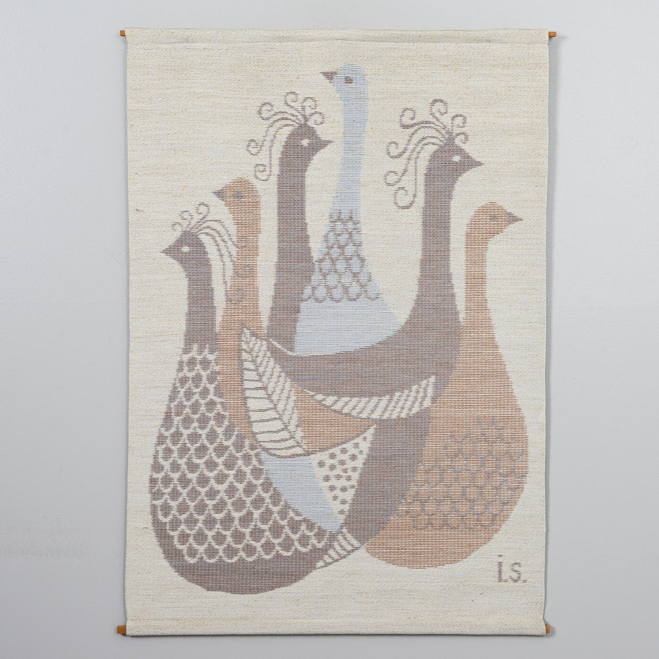 INGALILL SKOGLUND. Wall mural, “The Bird Dance”, monogram signed.