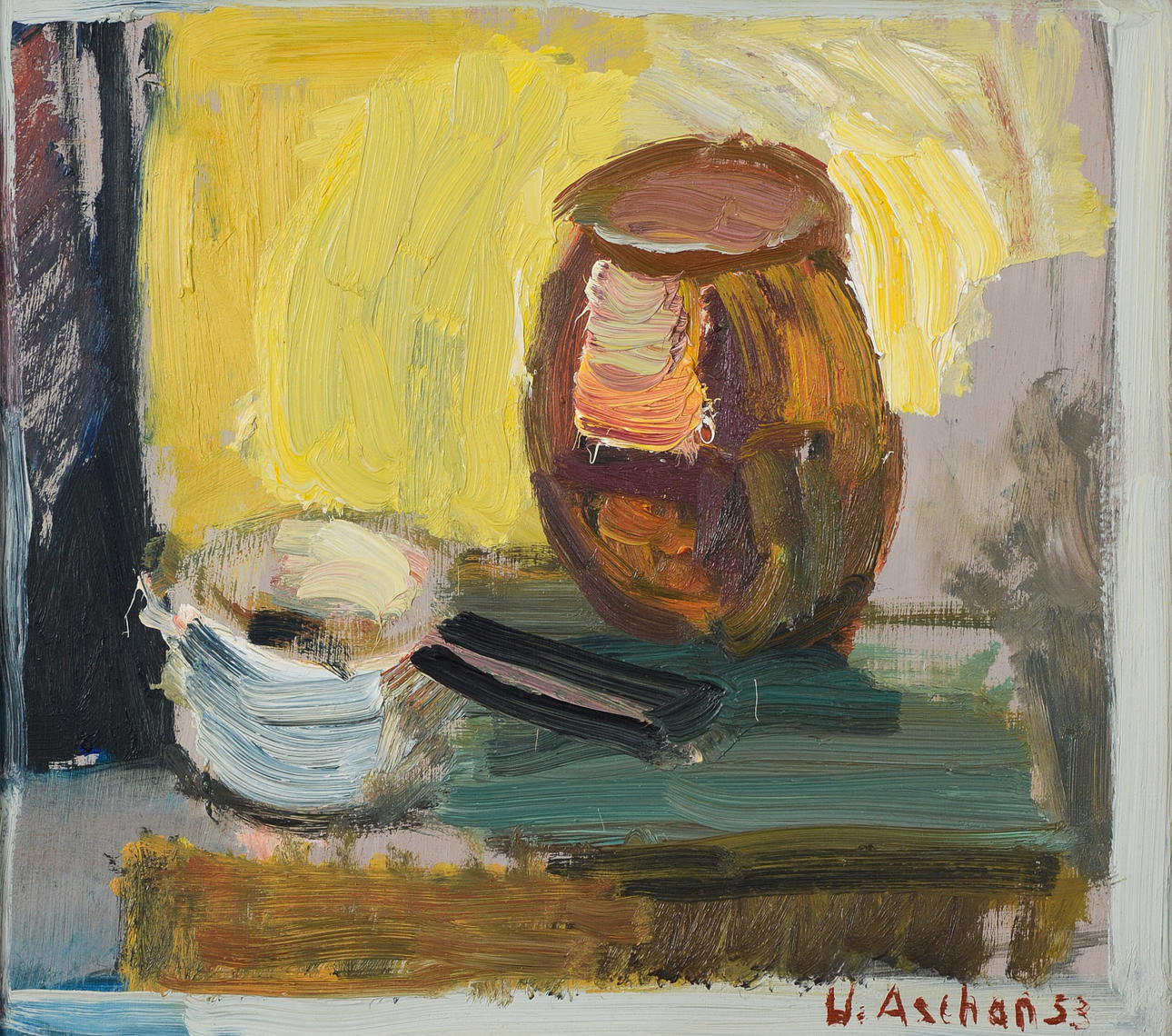 ULF ASCHAN. Still life, oil on panel, signed and dated -53.