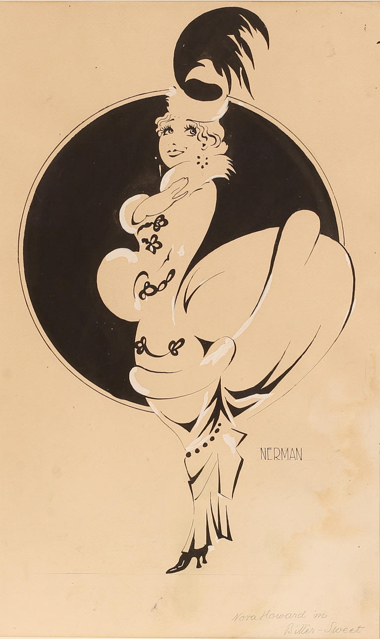 EINAR NERMAN. DRAWING, ink, "Nora Howard in Bittter Sweet” signed.