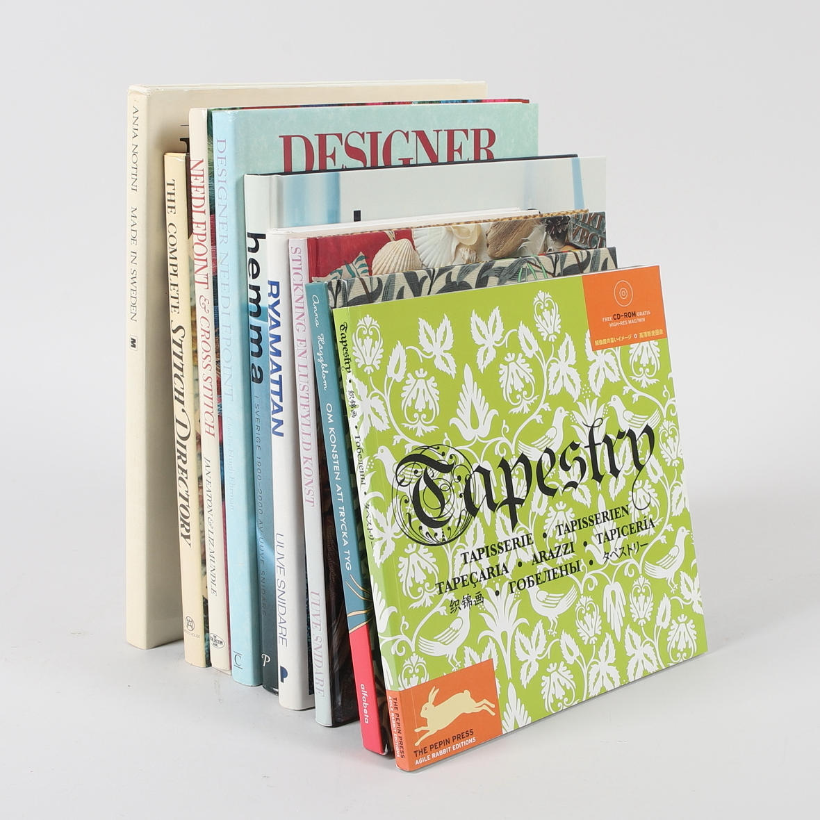 BOOKS, 9 pcs, textile, needlework & home decor.