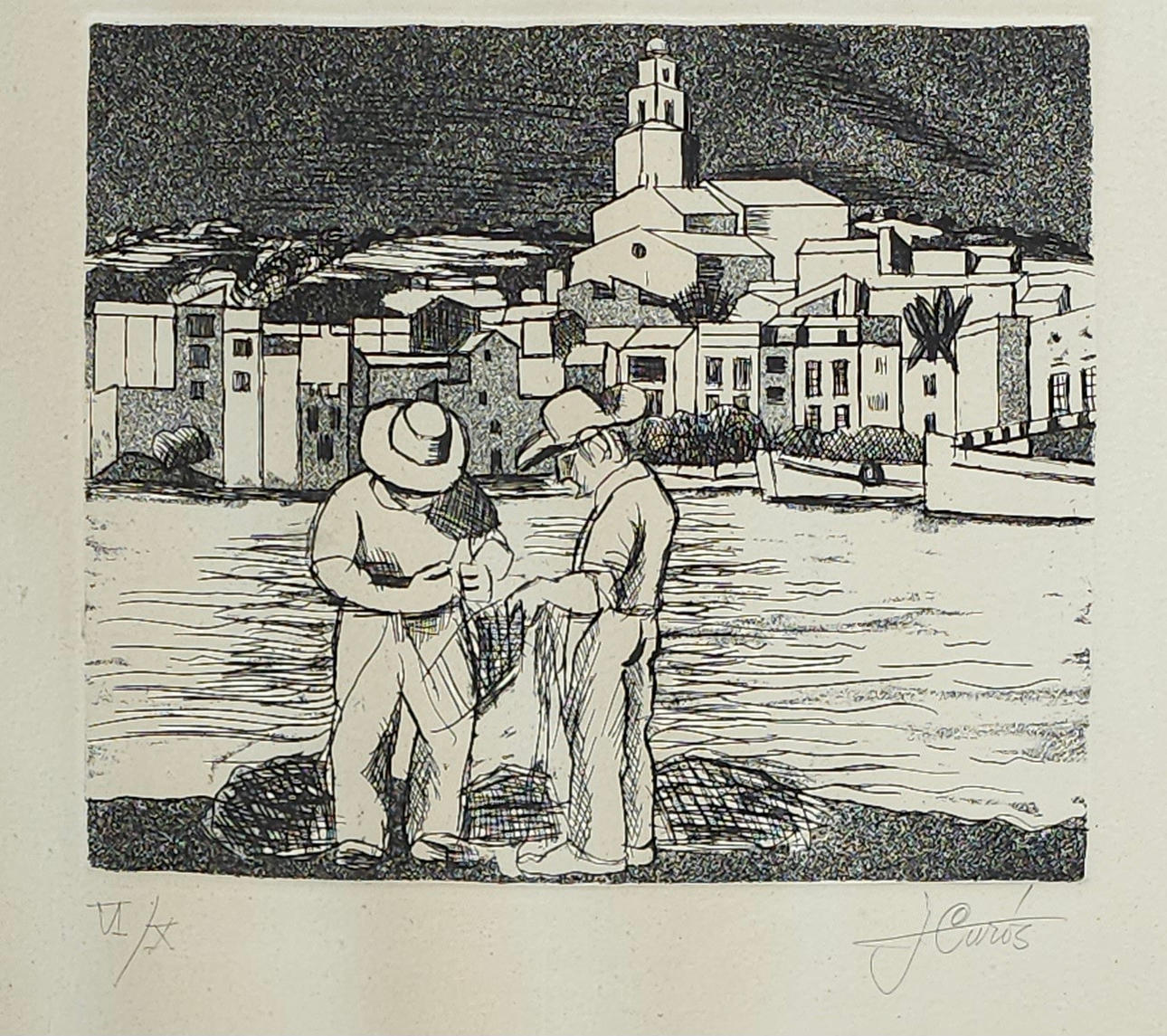 JORDI CURÓS. CADAQUES. ENGRAVED ON PAPER SIGNED AND NUMBERED IN VI/X PENCIL.
