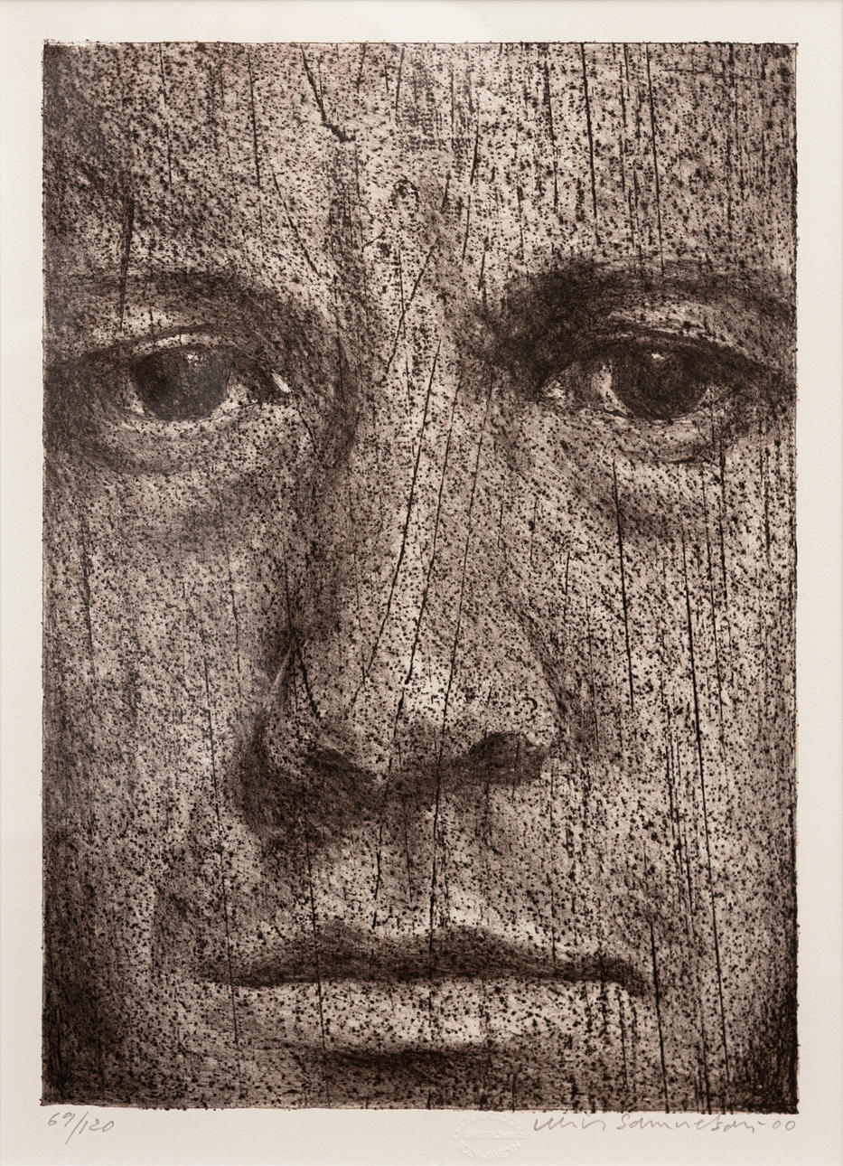 ULRIK SAMUELSON (F.1935). “A face/ self-portrait”, lithograph, signed and numbered 69/120.