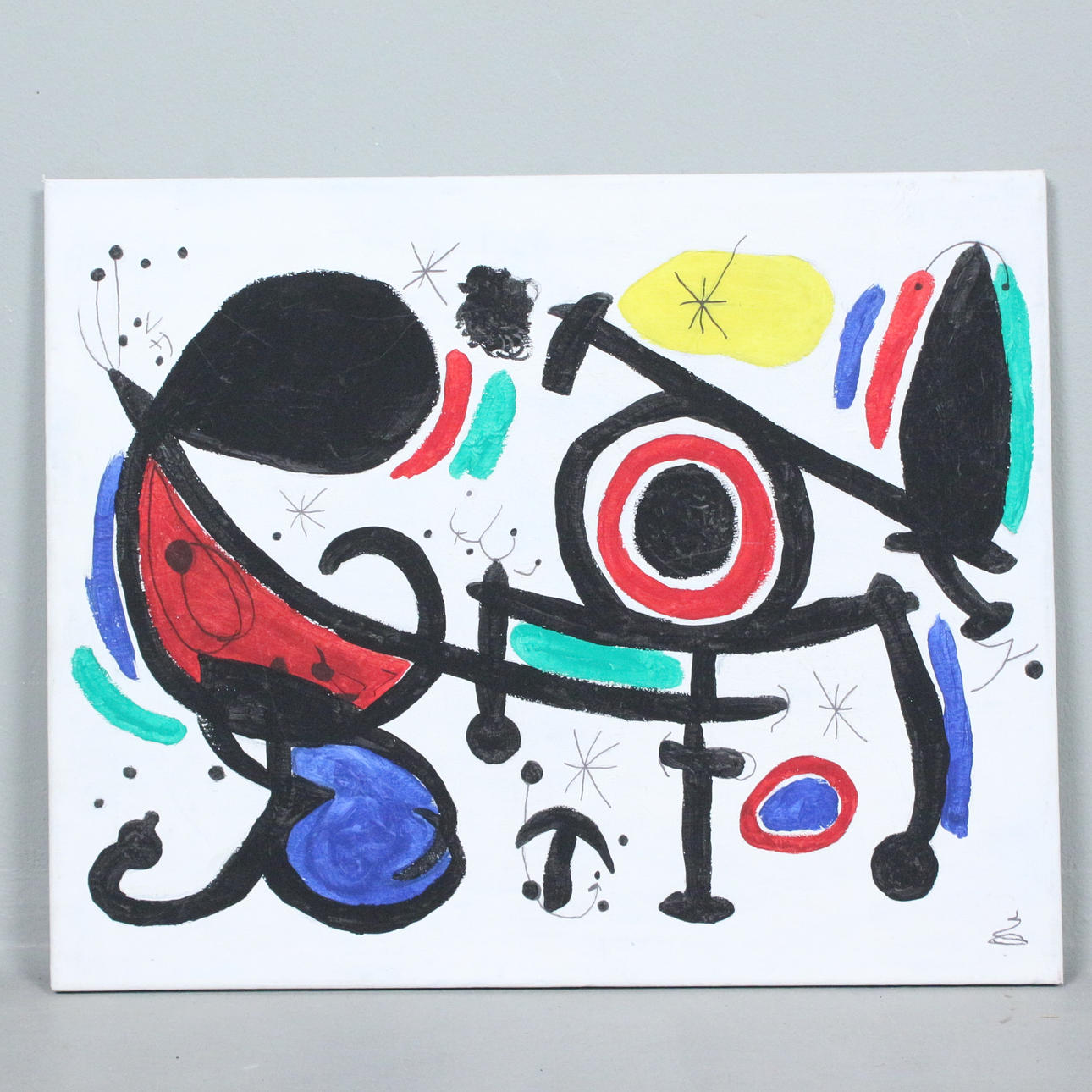 Unknown artist. 'Abstract Composition', acrylic on canvas, signed.