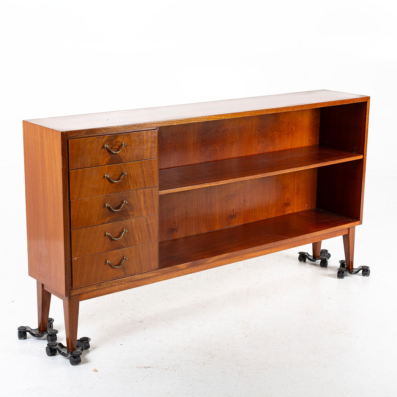 A bookcase, with 5 drawers, 1940/50's.